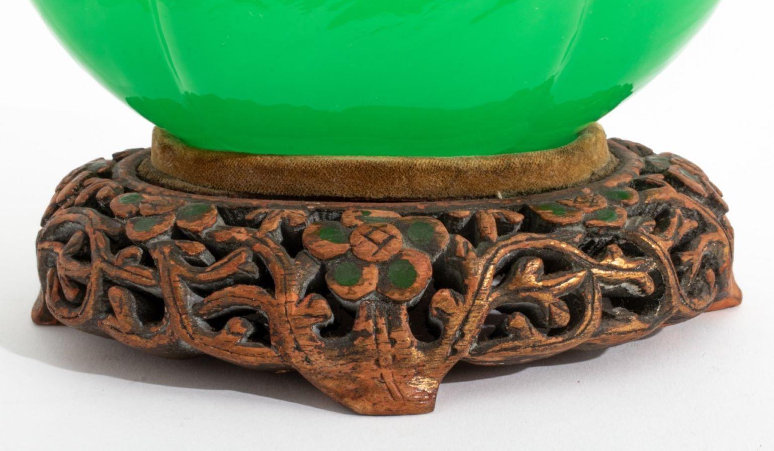 Chinese Export Chinese Green Peking Glass Lotus Form Bowl For Sale
