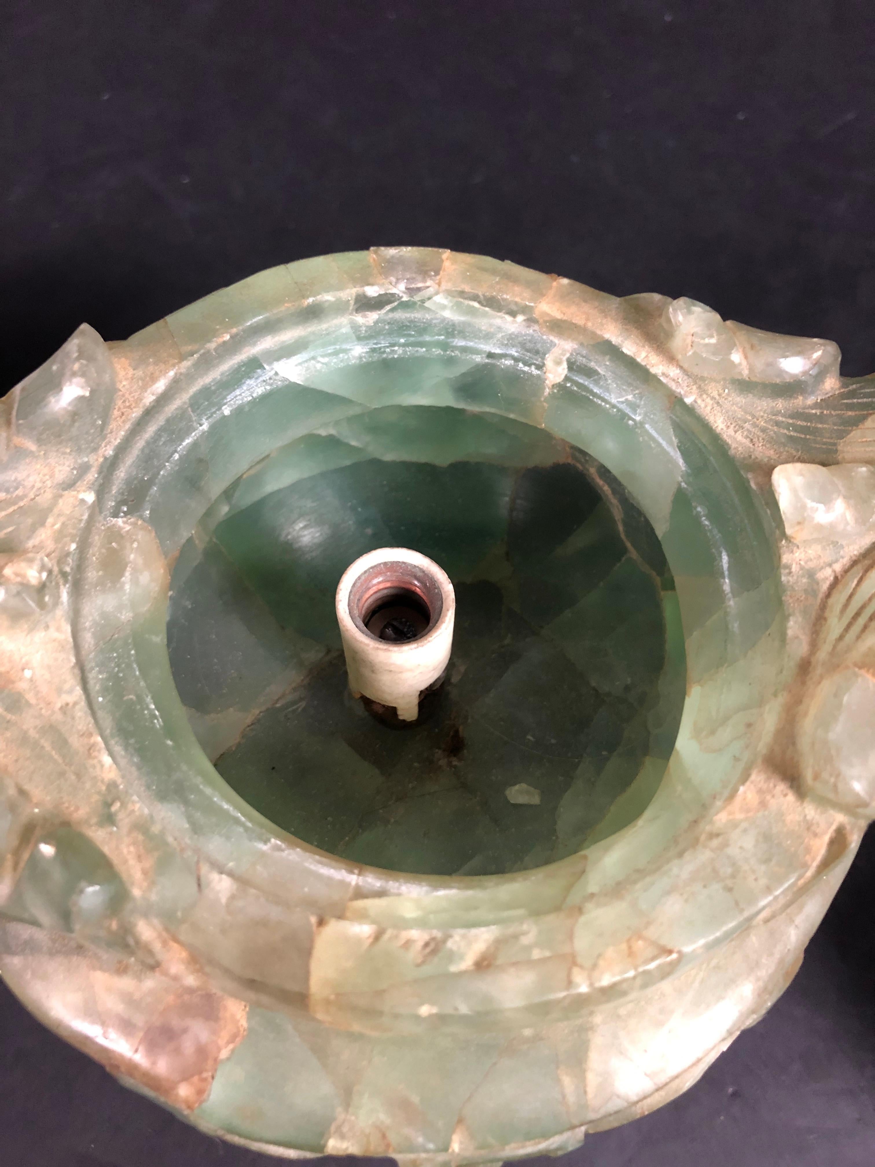 Chinese Green Quartz Censer as Lamp 3