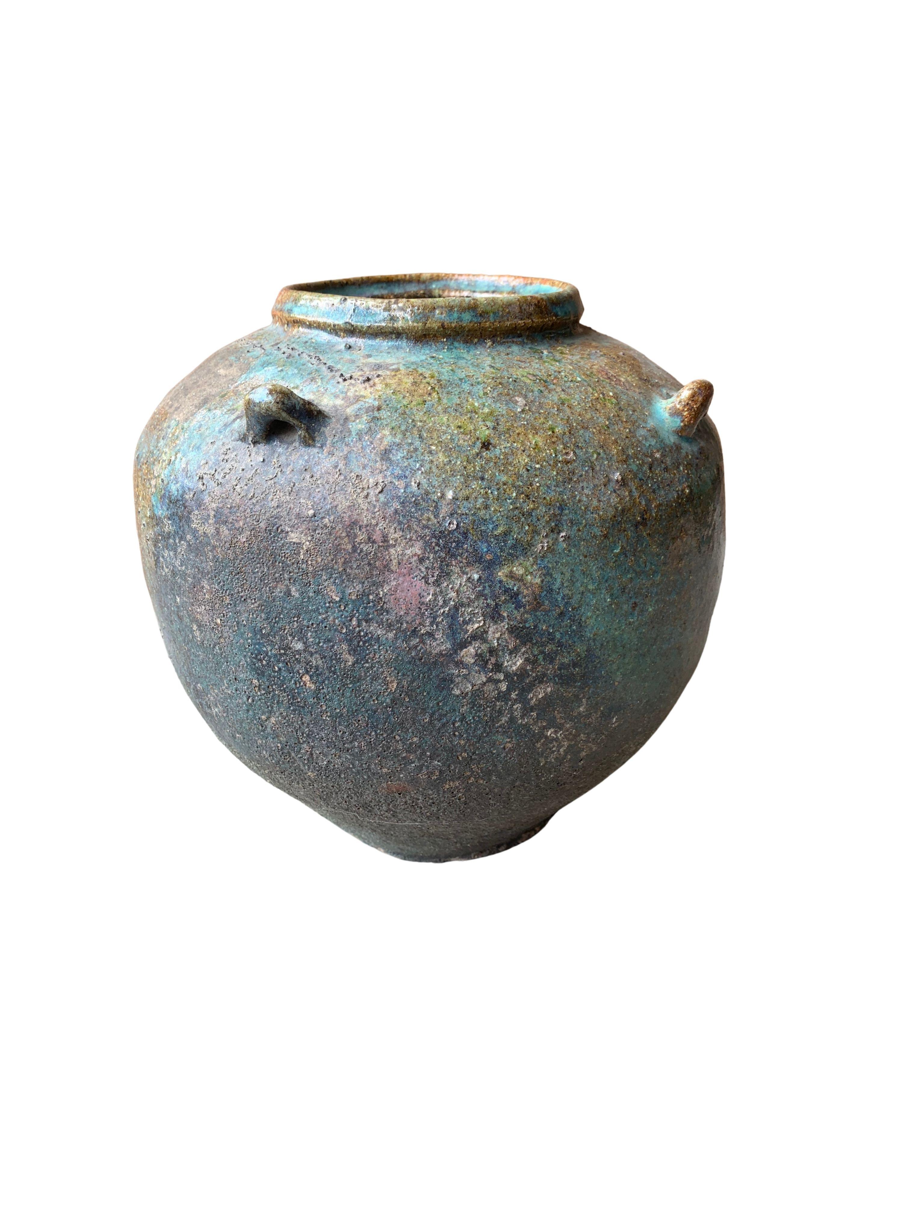 Qing Chinese Green / Turquoise Glazed Ceramic Kitchen Jar / Planter, c. 1950