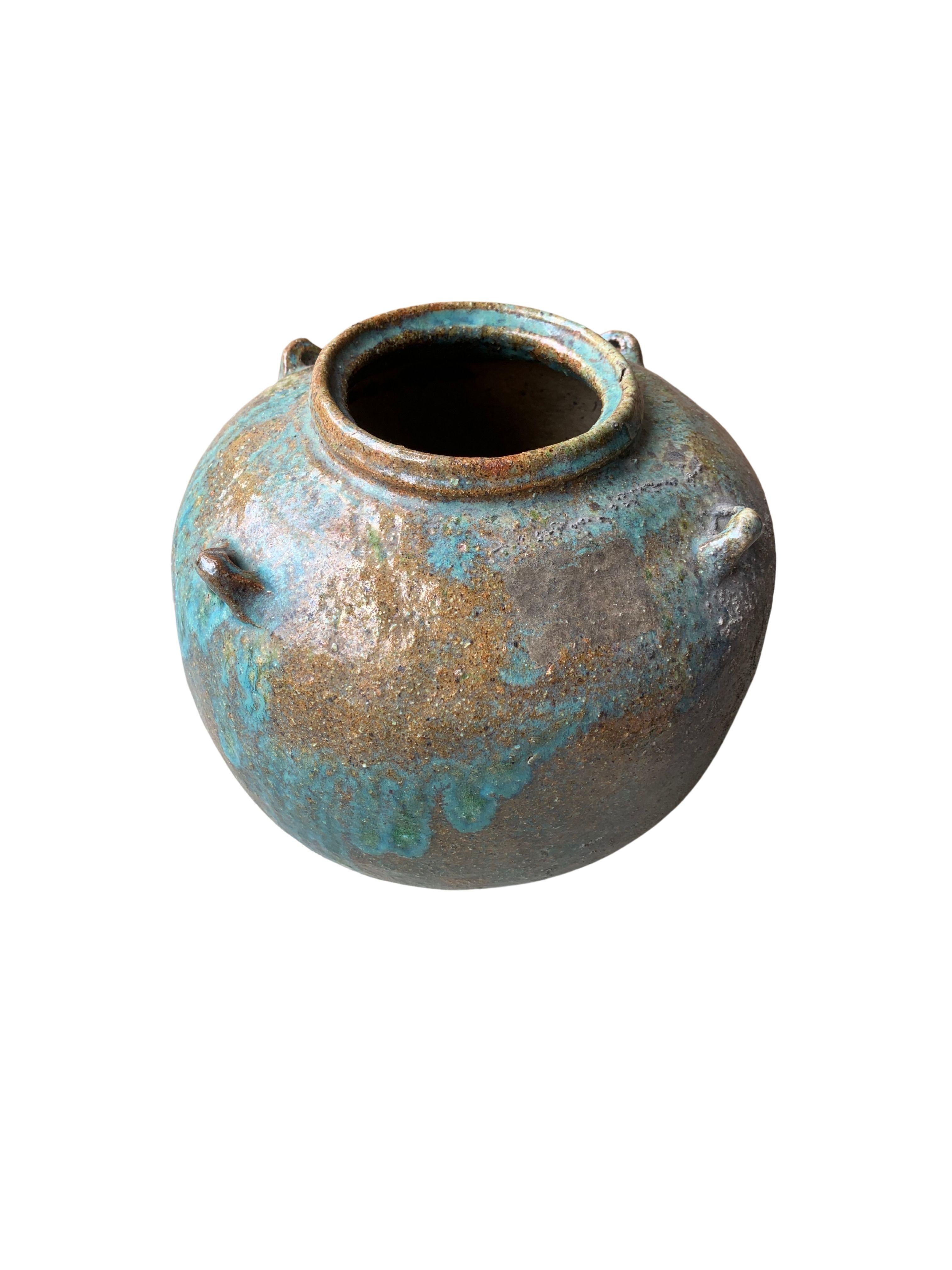 Chinese Green / Turquoise Glazed Ceramic Kitchen Jar / Planter, c. 1950 In Good Condition In Jimbaran, Bali