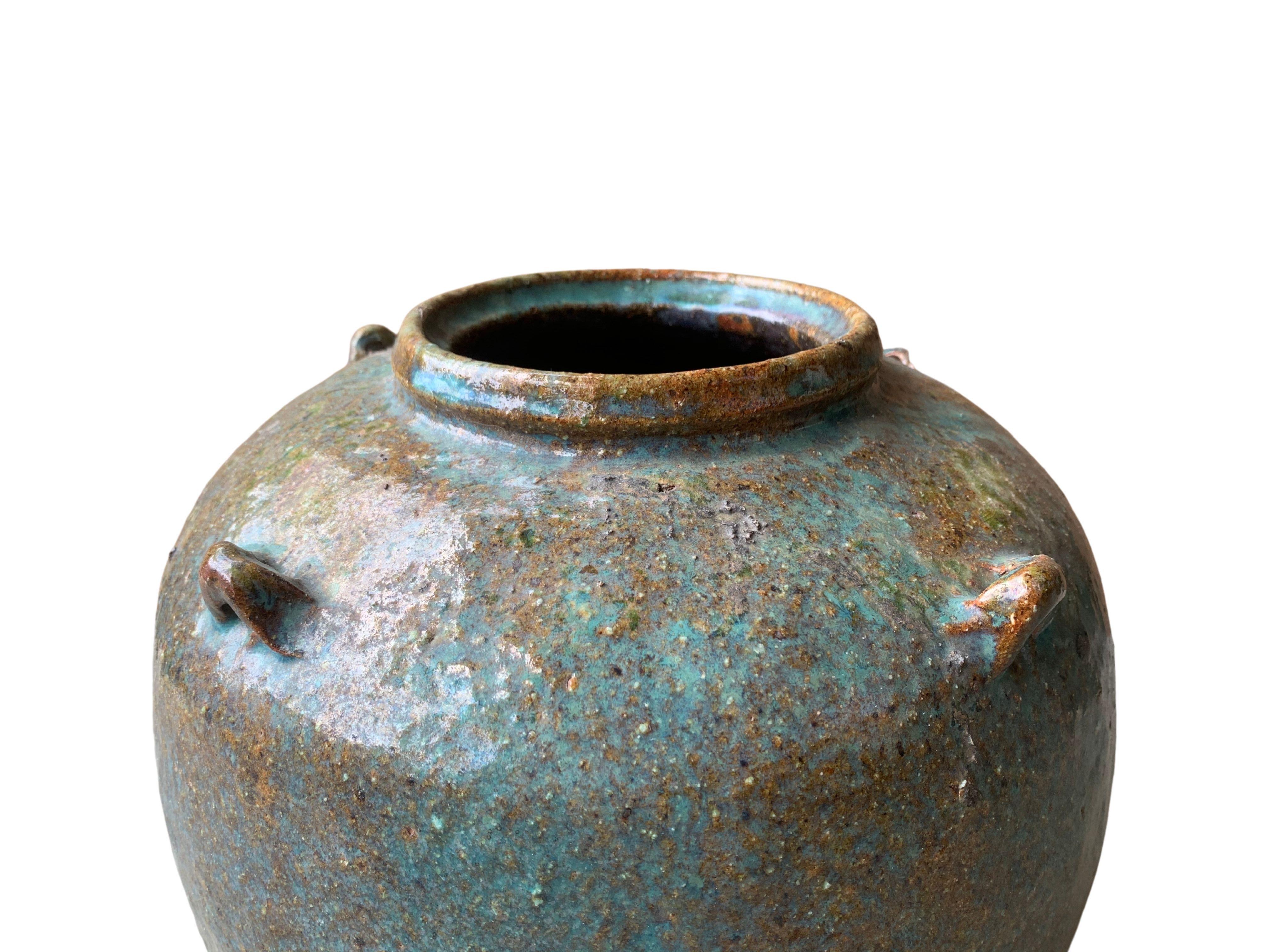 Chinese Green / Turquoise Glazed Ceramic Kitchen Jar / Planter, c. 1950 1