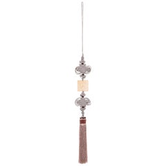 Chinese Grey Silk Tassel with Square Ox Charm