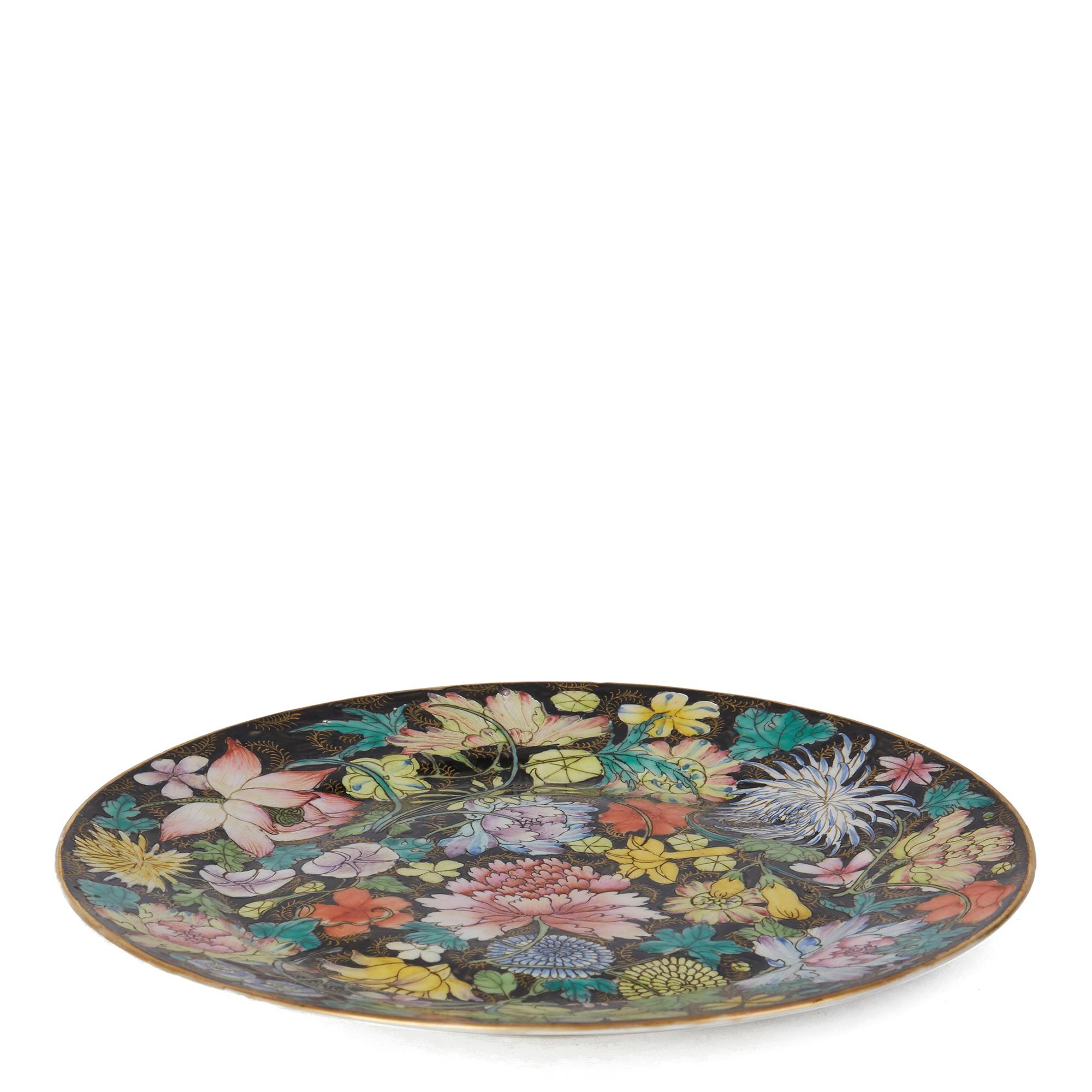 Enameled Chinese Guangxu Millefleur Plate, 1875-1908