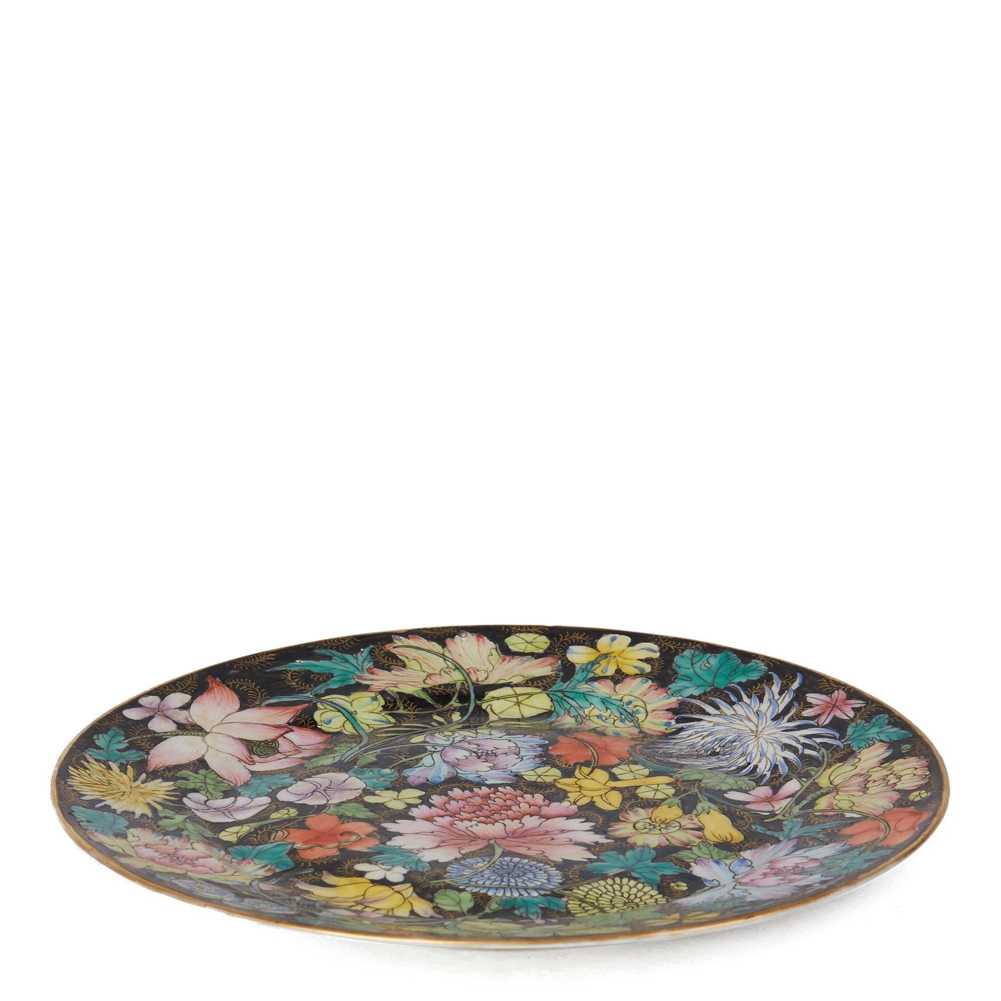 Glazed Chinese Guangxu Millefleur Plate, 1875-1908