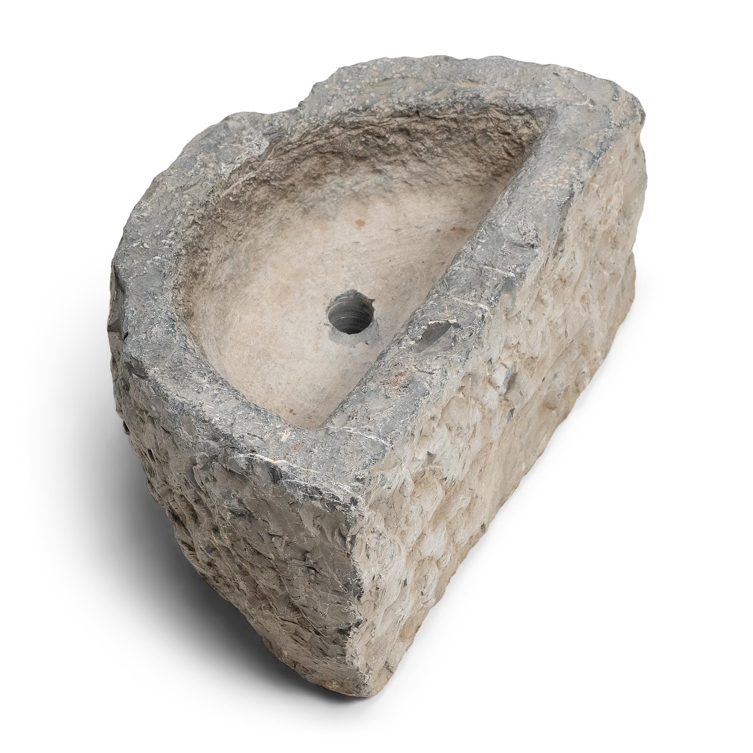 Chinese Half Moon Stone Trough, c. 1800 In Good Condition In Chicago, IL