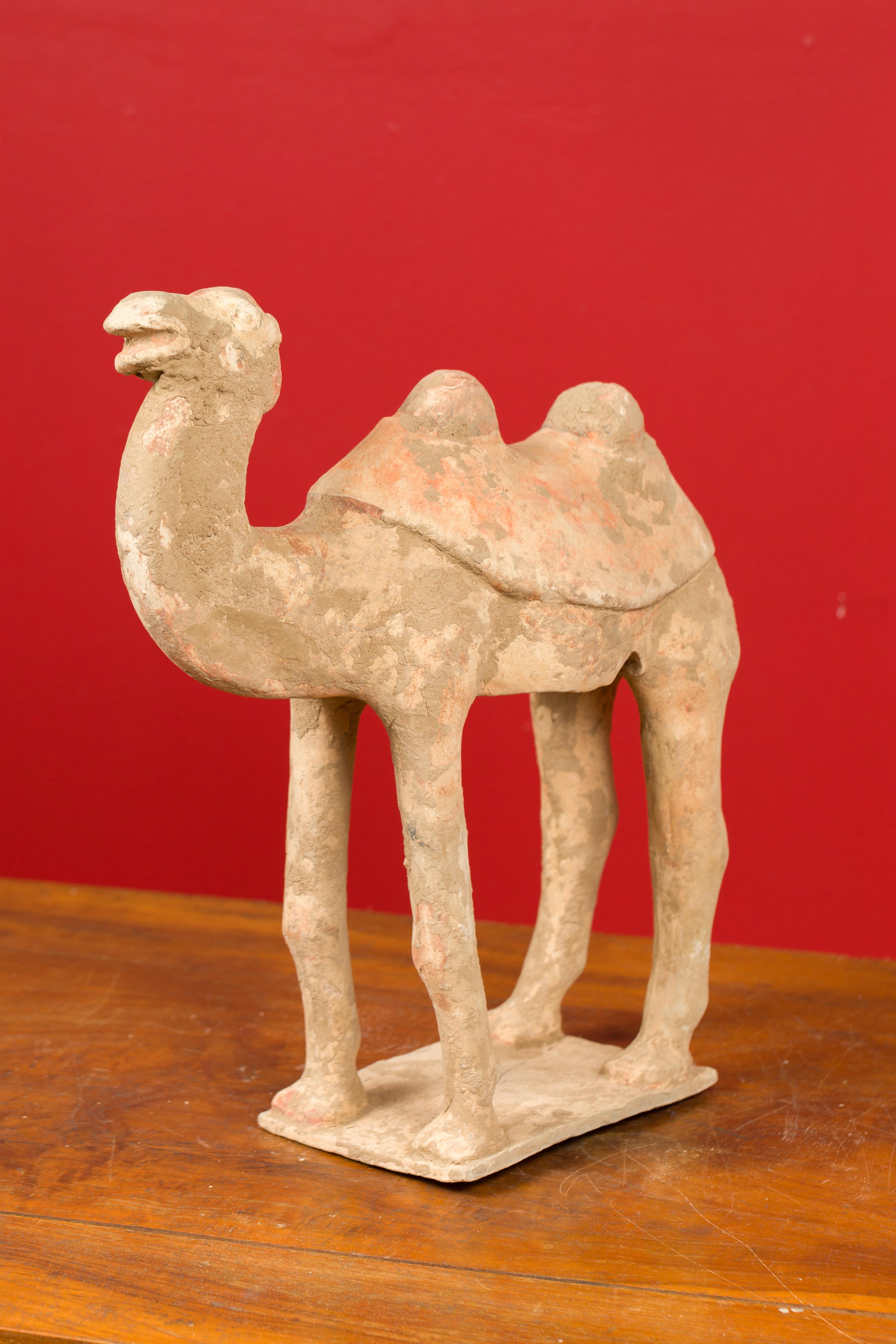 Chinese Han Dynasty 202 BC-200 AD Mingqi Camel with Original Orange Paint 2