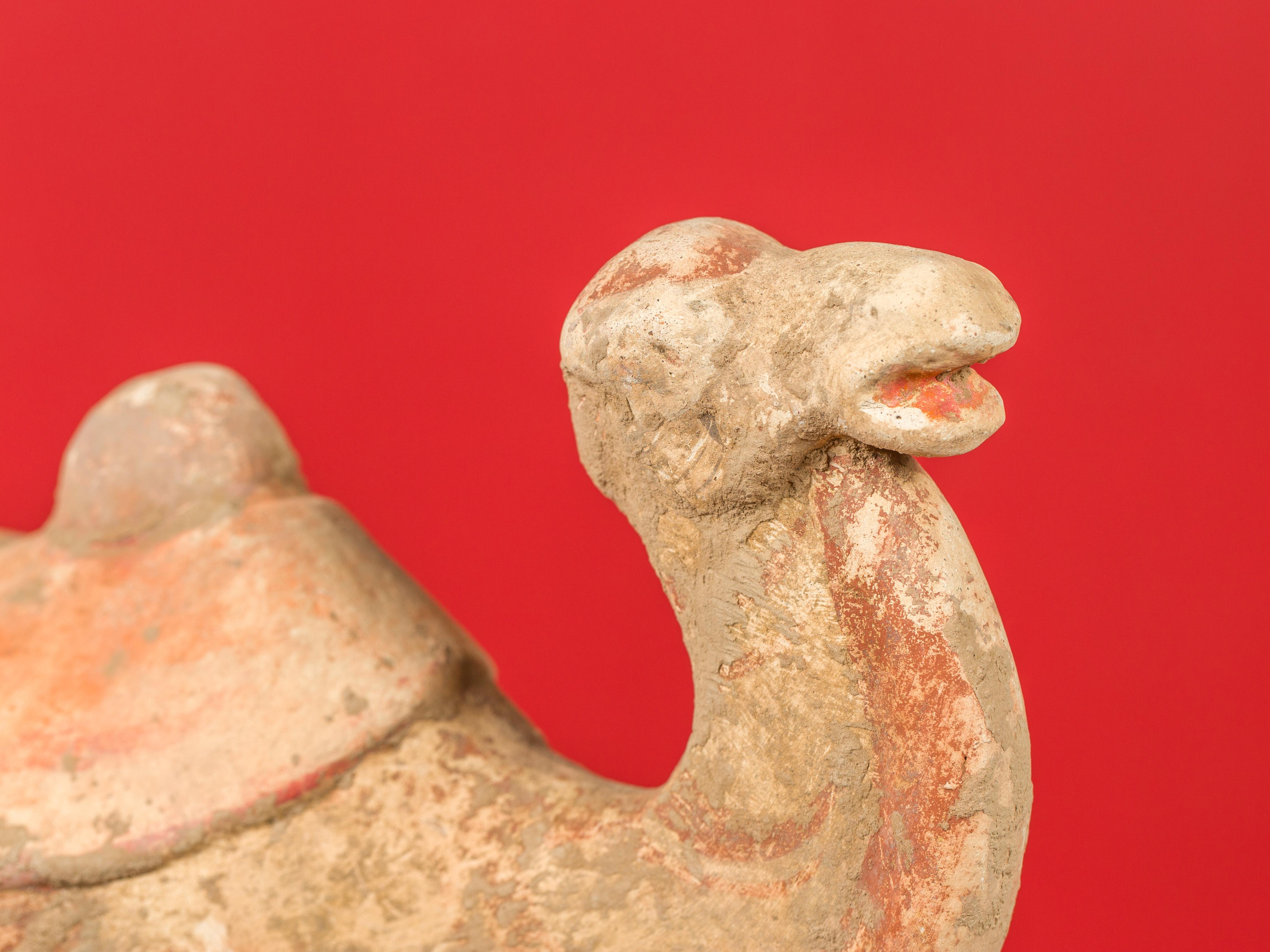 Chinese Han Dynasty 202 BC-200 AD Mingqi Terracotta Camel with Original Paint 1