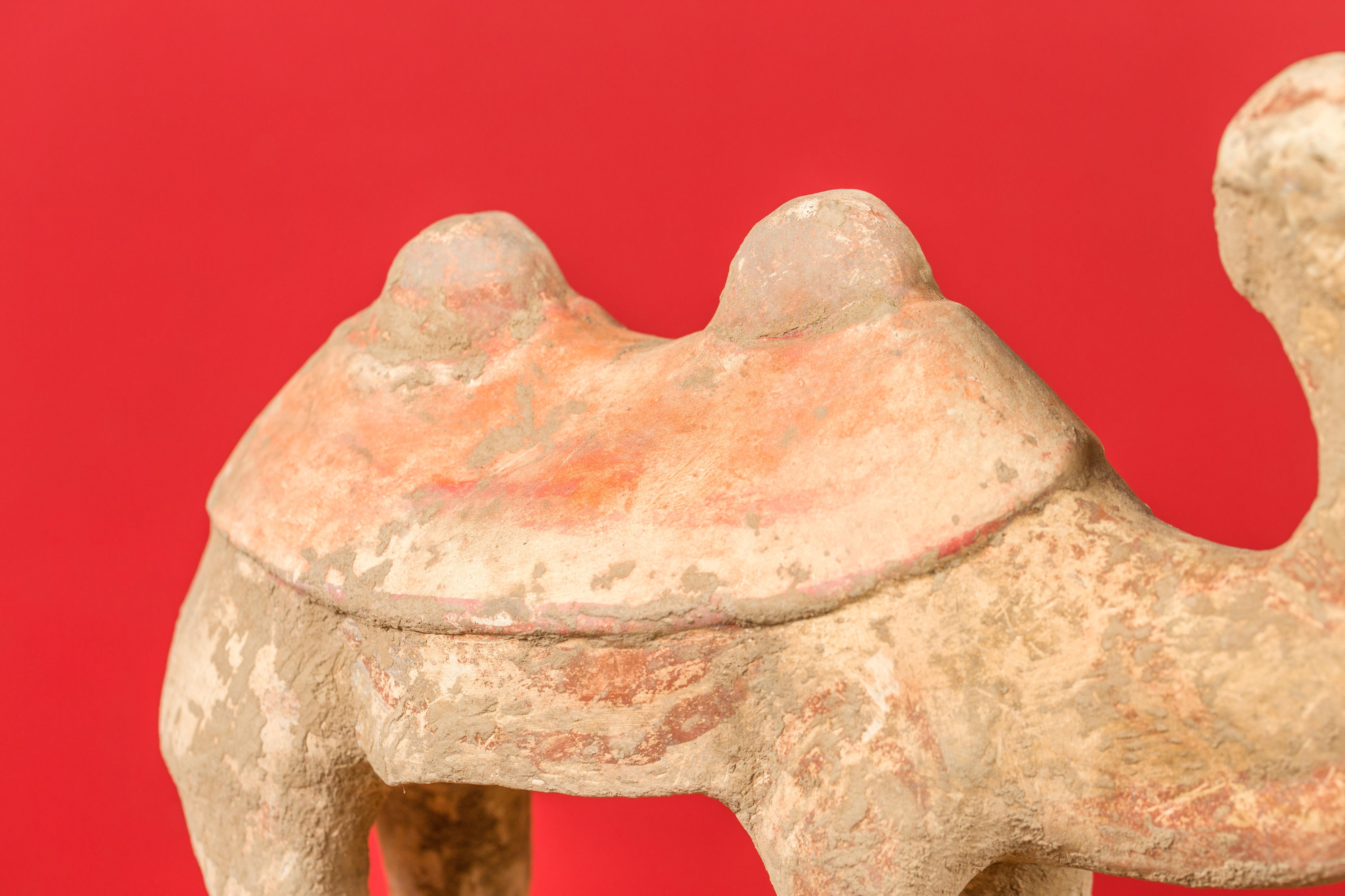 Chinese Han Dynasty 202 BC-200 AD Mingqi Terracotta Camel with Original Paint 2