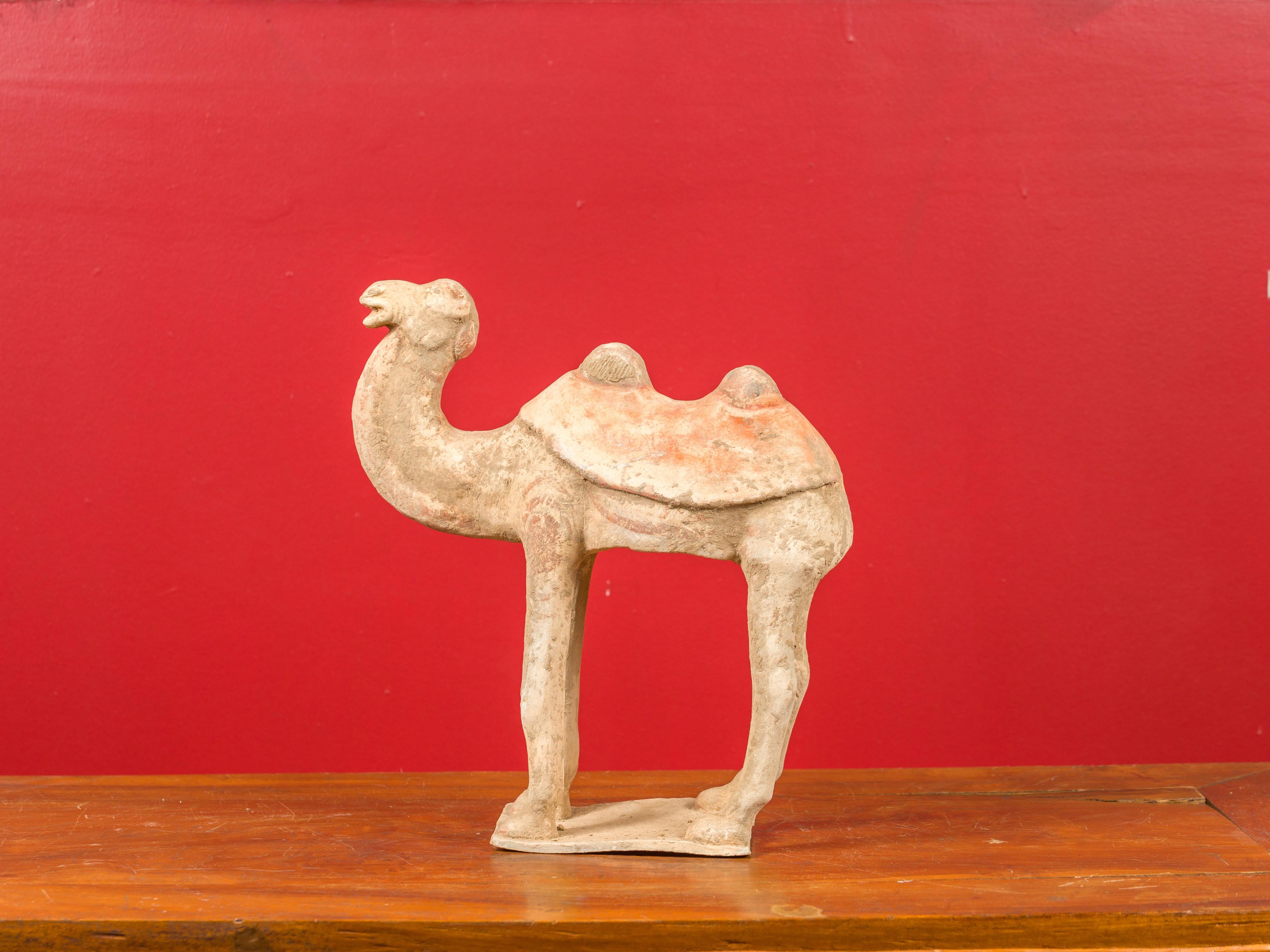 Chinese Han Dynasty 202 BC-200 AD Mingqi Terracotta Camel with Original Paint 4