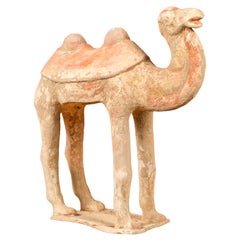 Chinese Han Dynasty 202 BC-200 AD Mingqi Terracotta Camel with Original Paint