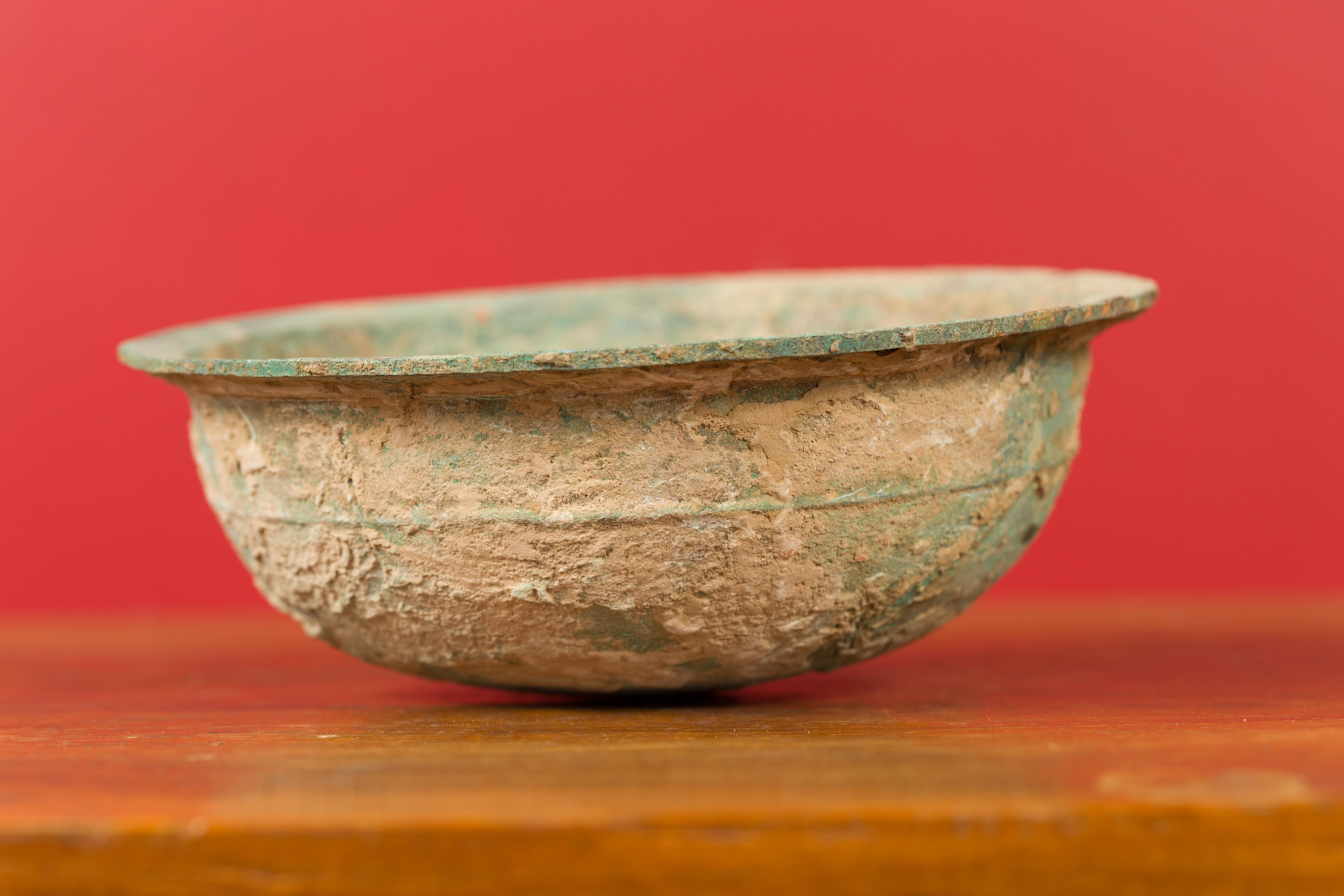 Chinese Han Dynasty Bronze Bowl circa 202 BC-200 AD with Mineral Deposits 3
