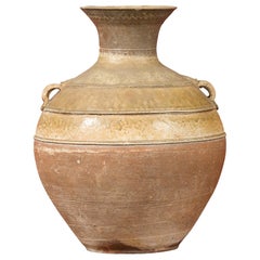 Chinese Han Dynasty Glazed Hu Vessel with Petite Handles, circa 202 BC-200 AD