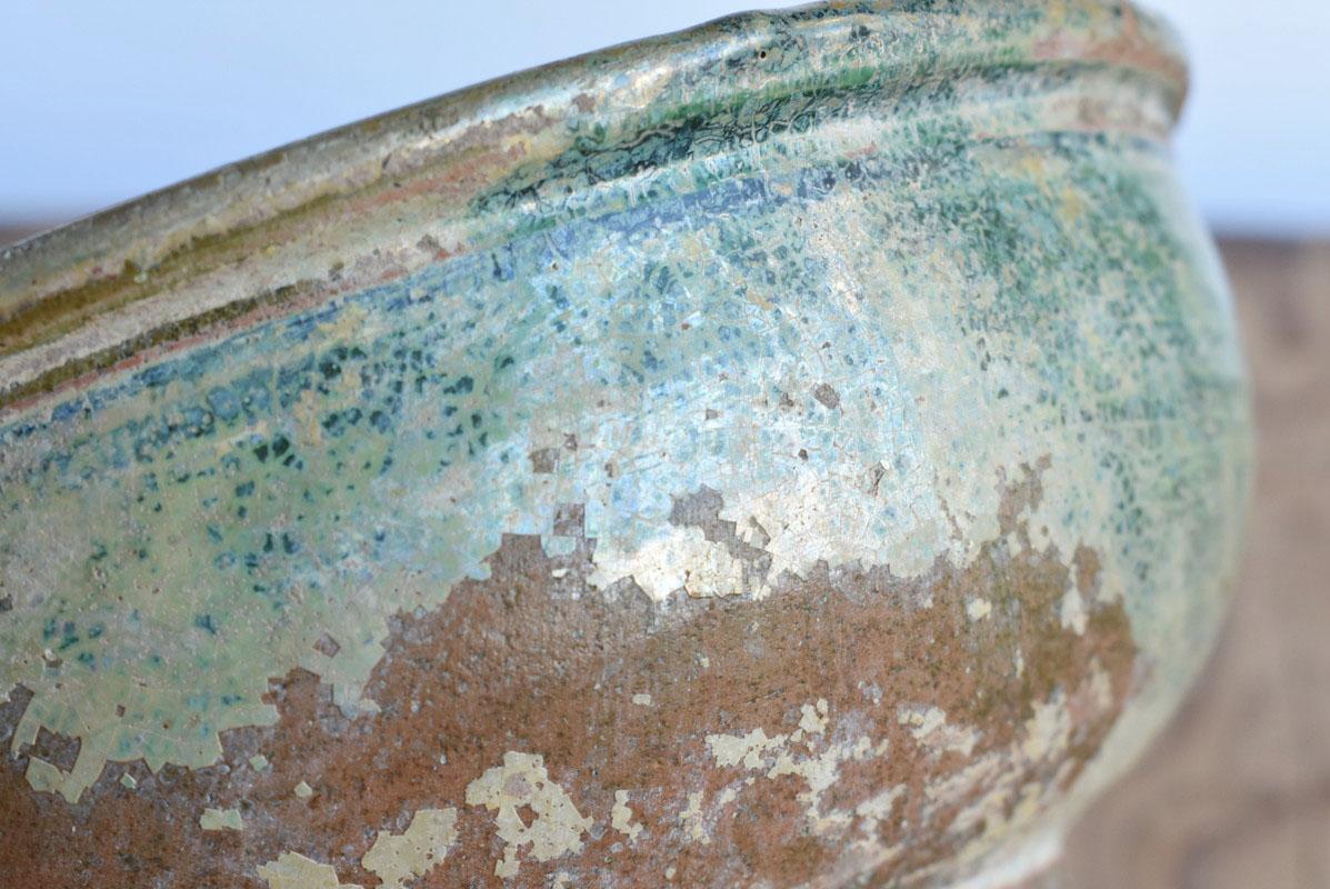 Chinese Han Dynasty Green Glaze Pottery Bowl / Ancient Excavated Pottery For Sale 5