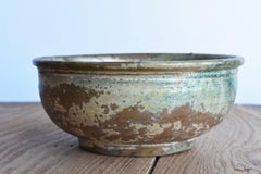 Chinese Han Dynasty Green Glaze Pottery Bowl / Ancient Excavated Pottery