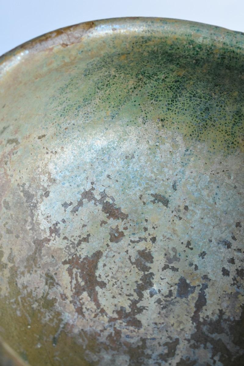 Glazed Chinese Han Dynasty Green Glaze Pottery Bowl / Ancient Excavated Pottery For Sale