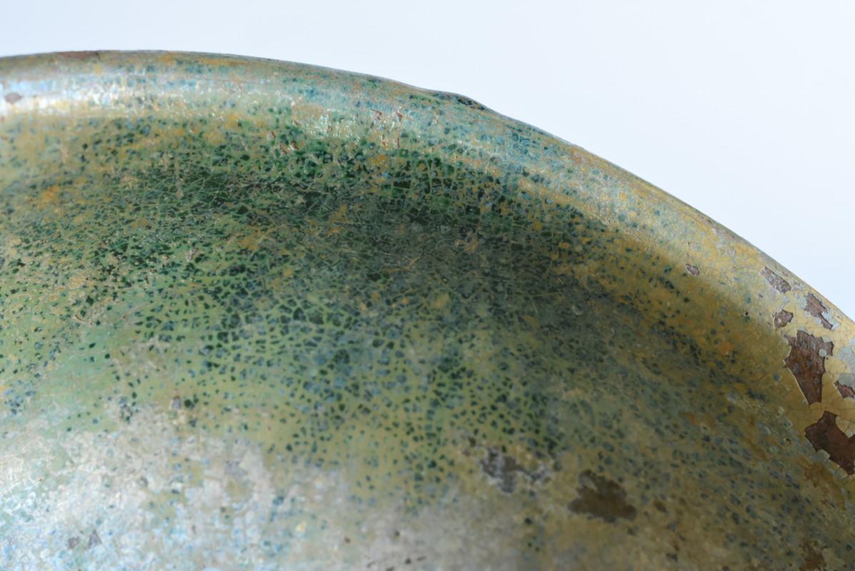 18th Century and Earlier Chinese Han Dynasty Green Glaze Pottery Bowl / Ancient Excavated Pottery For Sale