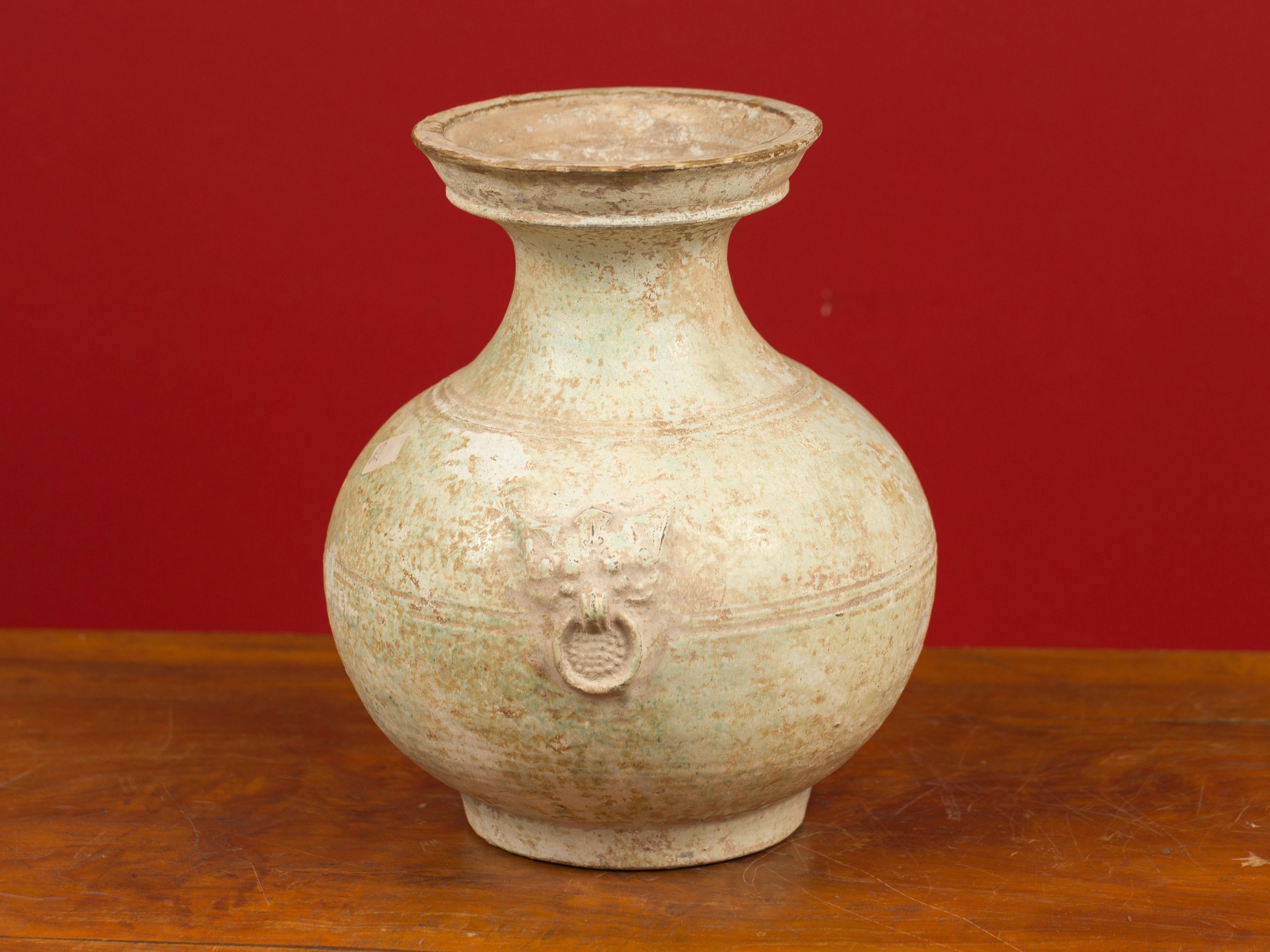 Chinese Han Dynasty Hu Vessel with Light Green Glaze and Decorative Rings 3