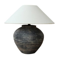 Chinese Han Dynasty Large Unglazed Belly Jar as Table Lamp
