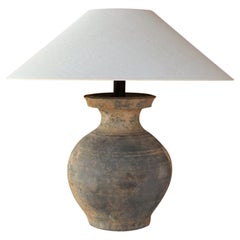 Chinese Han Dynasty Large Unglazed Jar Mounted as Table Lamp
