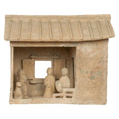 Antique Chinese Han Dynasty Mingqi House Model with Its Inhabitants, circa 206 BC-AD 221