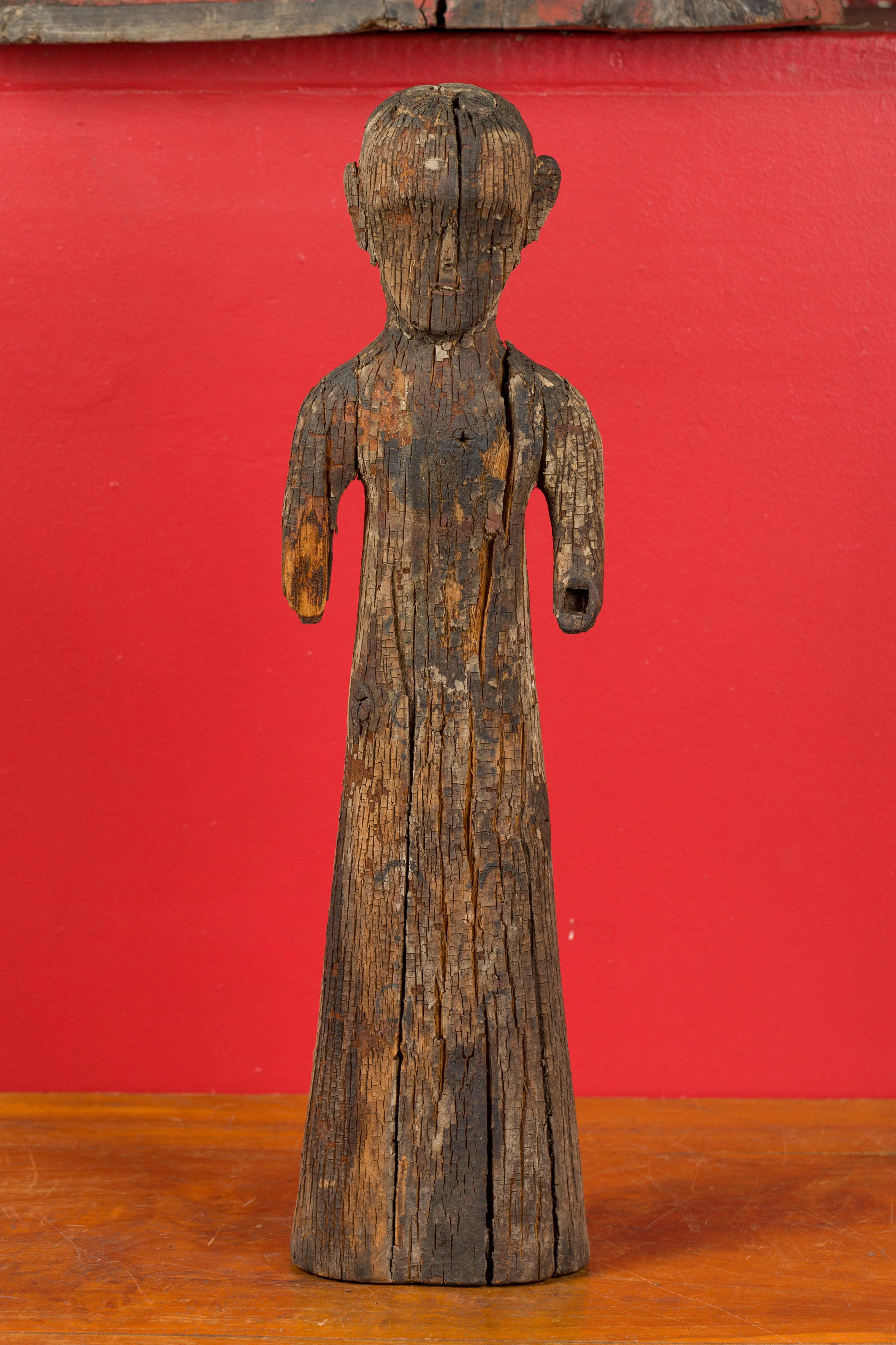 Chinese Han Dynasty Period Carved Wood Tomb Figure of a Priest, circa 200 BC 4