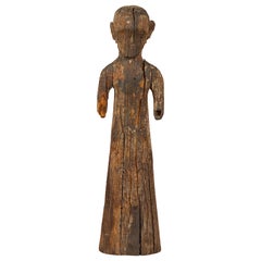 Chinese Han Dynasty Period Carved Wood Tomb Figure of a Priest, circa 200 BC