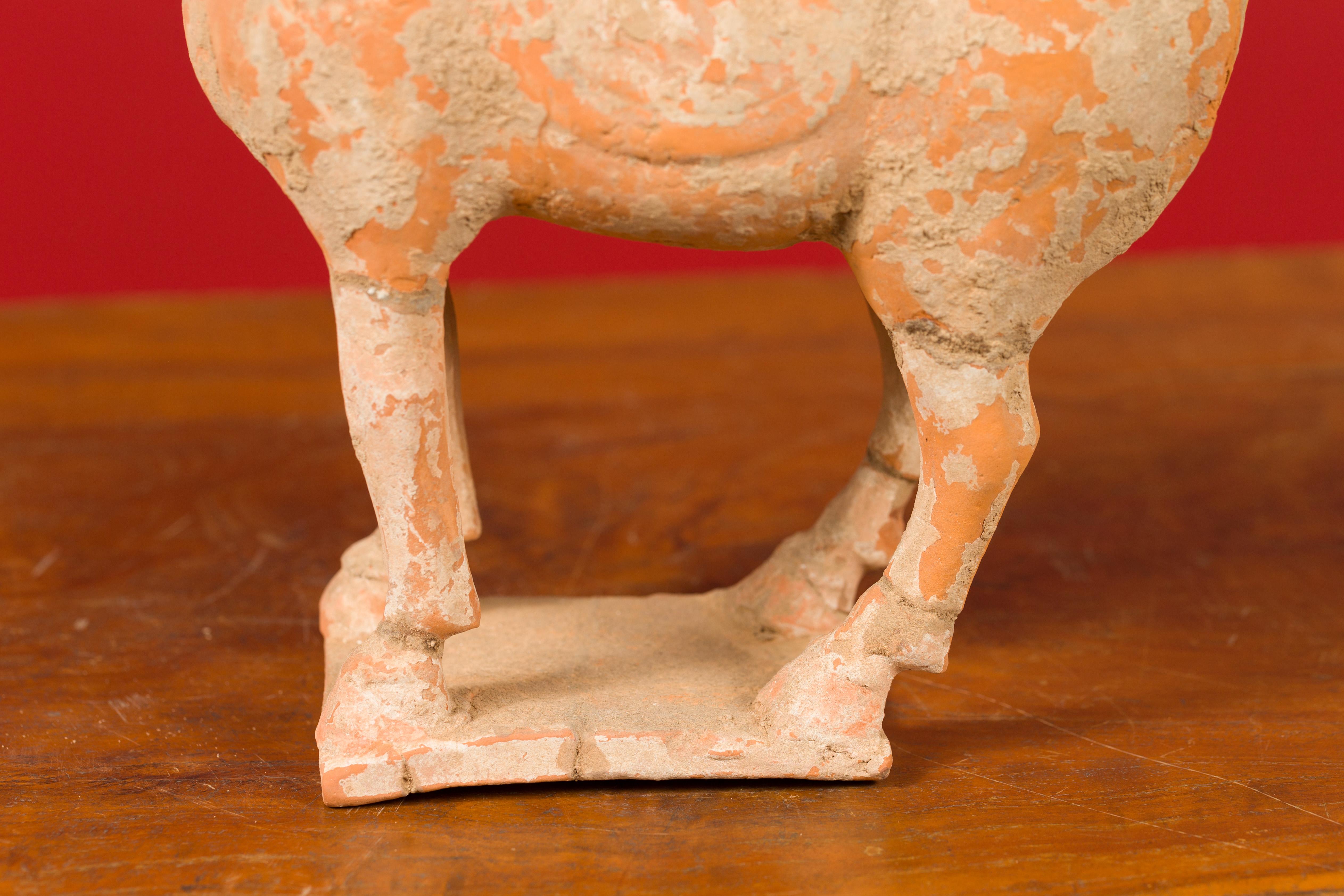 18th Century and Earlier Chinese Han Dynasty Period Mingqi Terracotta Horse with Original Pigmentation