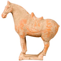 Antique Chinese Han Dynasty Period Mingqi Terracotta Horse with Original Pigmentation