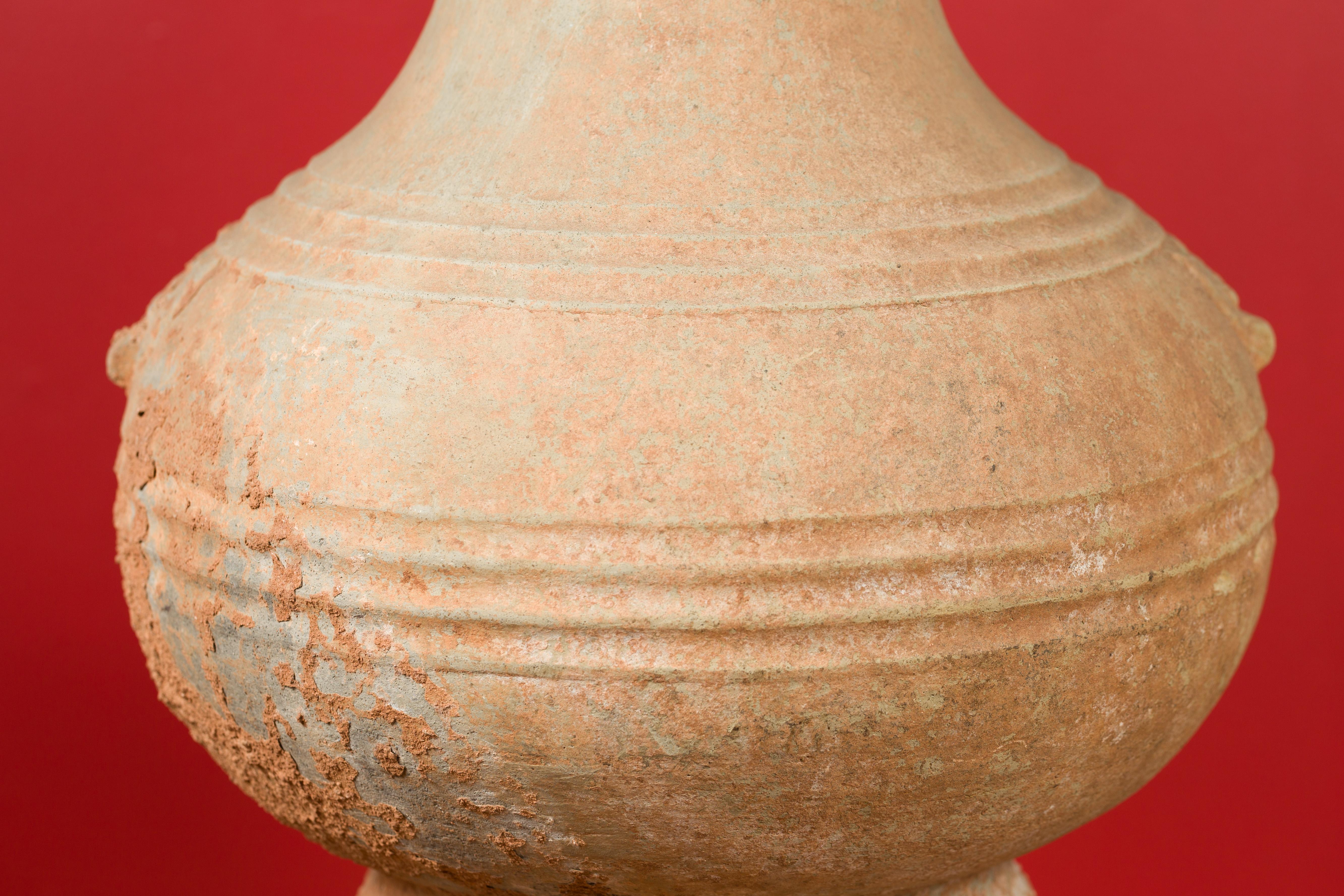 Chinese Han Dynasty Period Unglazed Terracotta Hu Vessel, circa 202 BC-200 AD 1