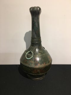 Chinesische Silber-Dekorierte Garlic Head Bronze Hu-Vase aus der chinesischen Han-Dynastie, 3. Jahrhundert BC