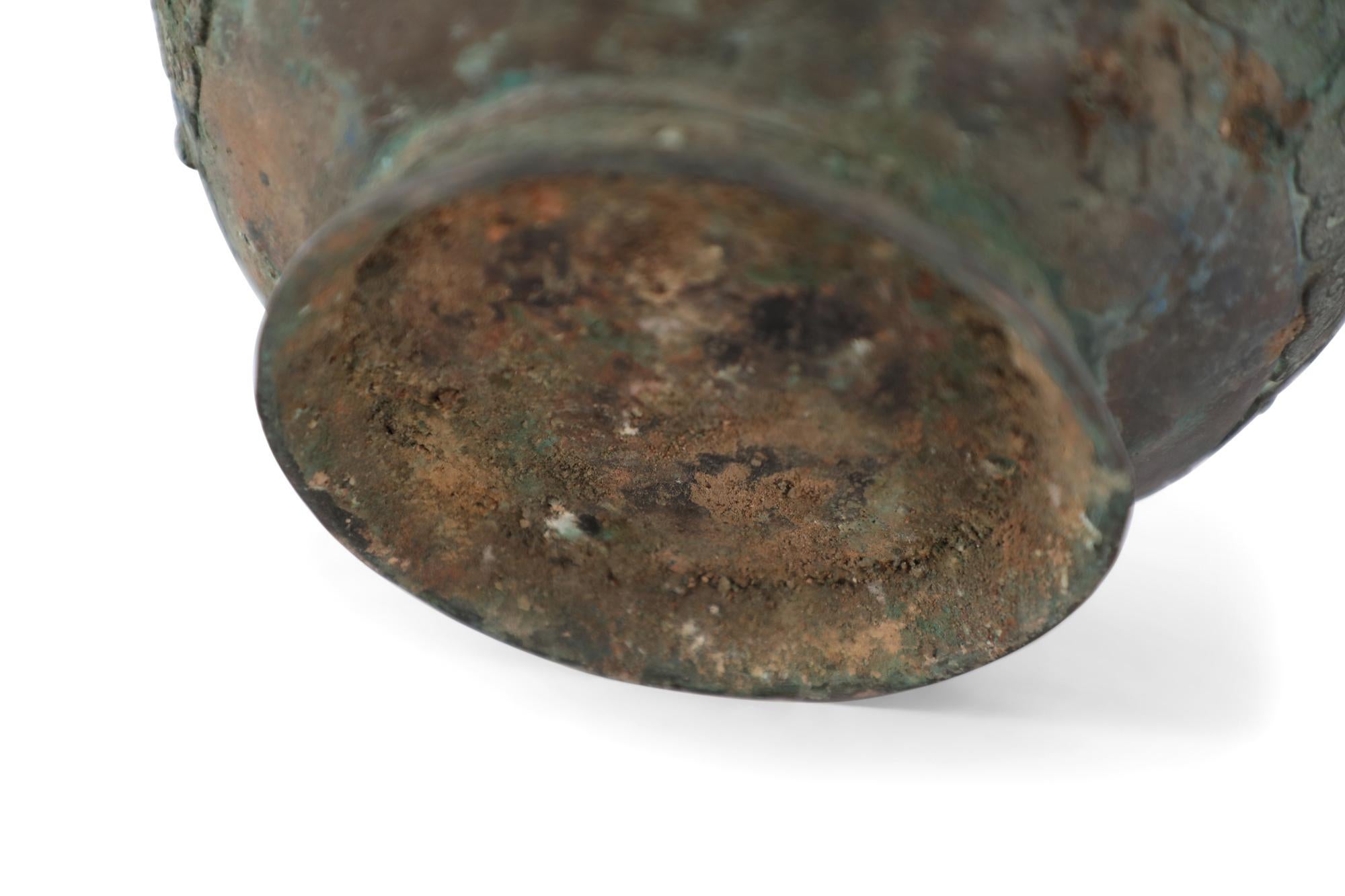 Chinese Han Dynasty Style Patinated Bronze Carved Urn For Sale 8