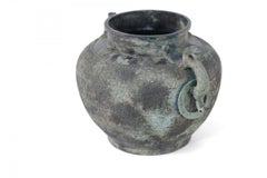 Chinese Han Dynasty-Style Patinated Bronze Handled Pot