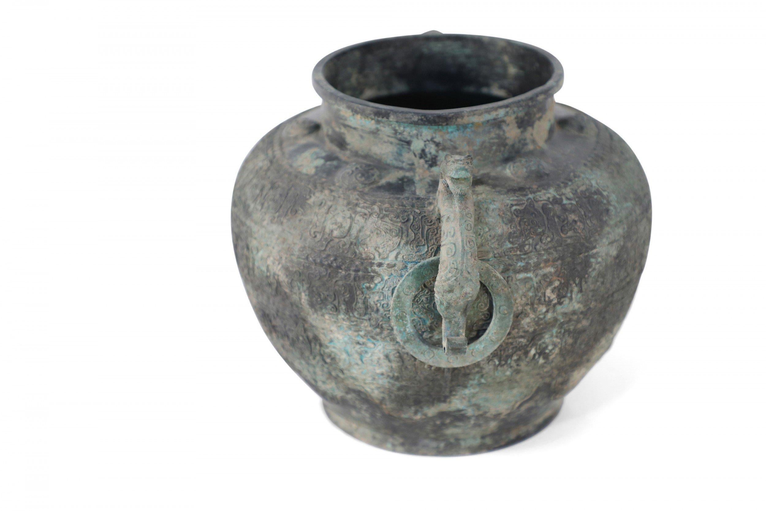 Chinese Export Chinese Han Dynasty-Style Patinated Bronze Handled Pot For Sale