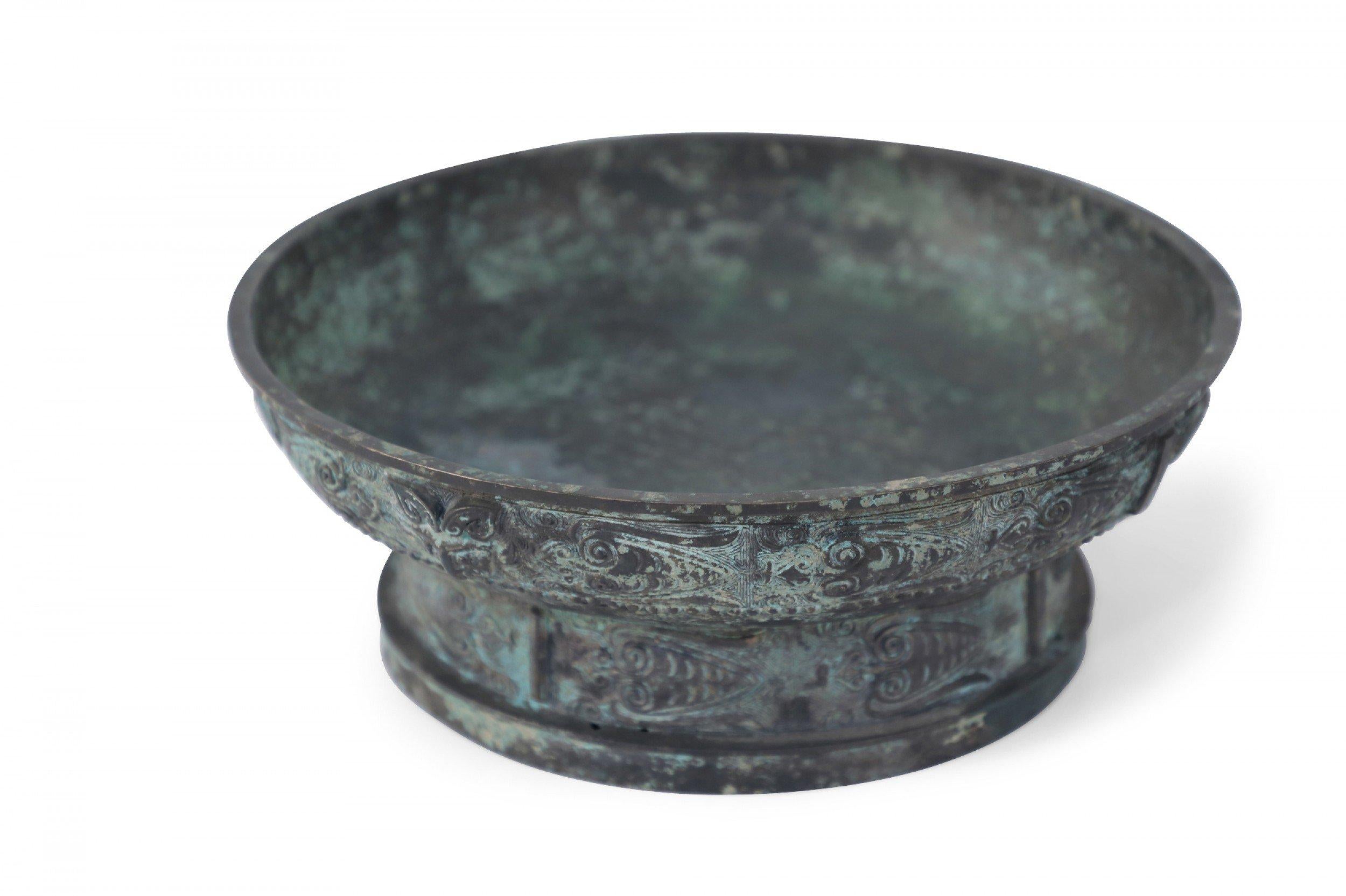 Chinese Export Chinese Han Dynasty-Style Patinated Bronze Shallow Bowl For Sale