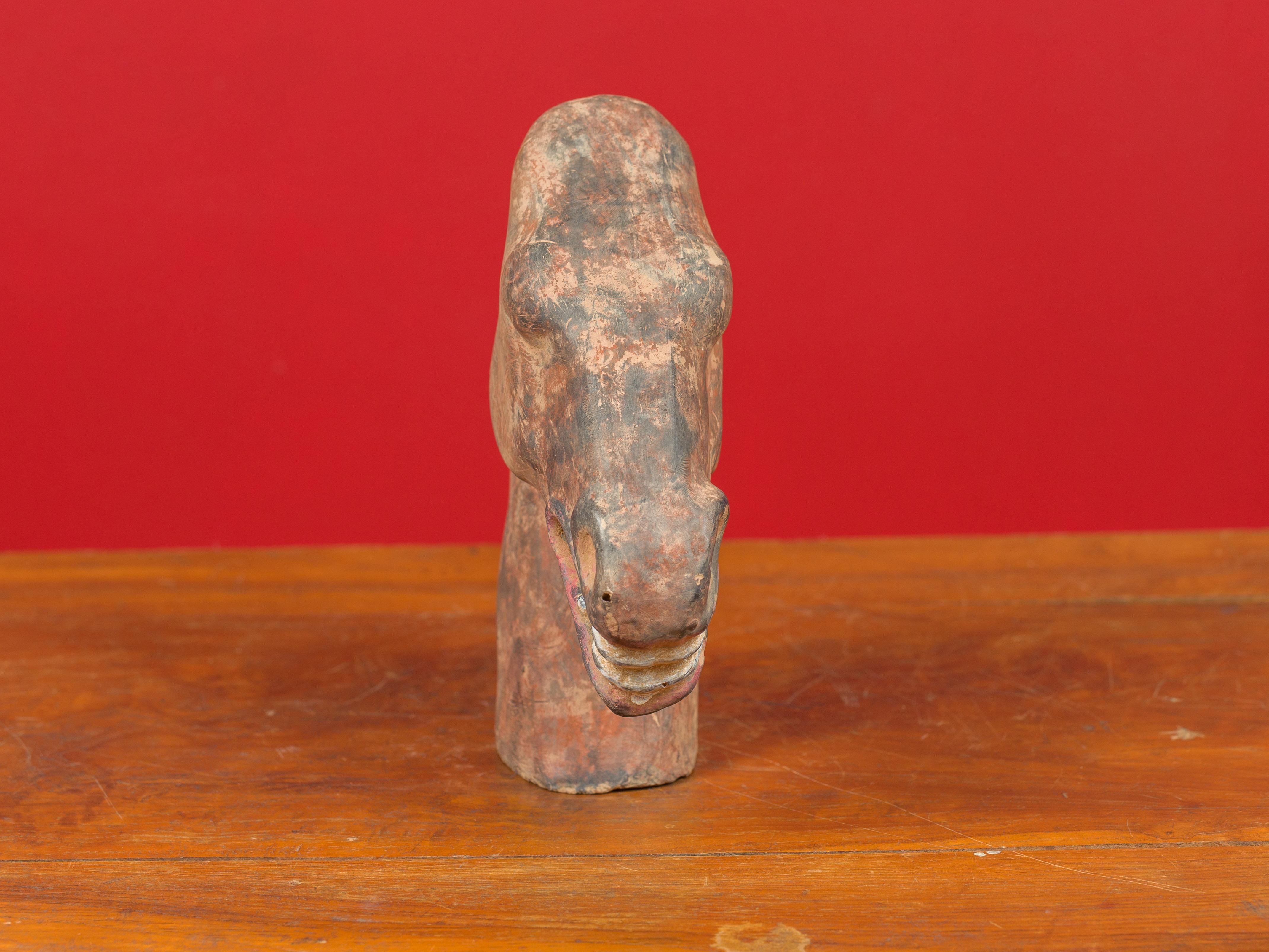18th Century and Earlier Chinese Han Dynasty Terracotta Horse Head Sculpture, circa 202 BC-200 AD