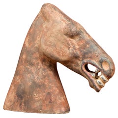 Chinese Han Dynasty Terracotta Horse Head Sculpture, circa 202 BC-200 AD