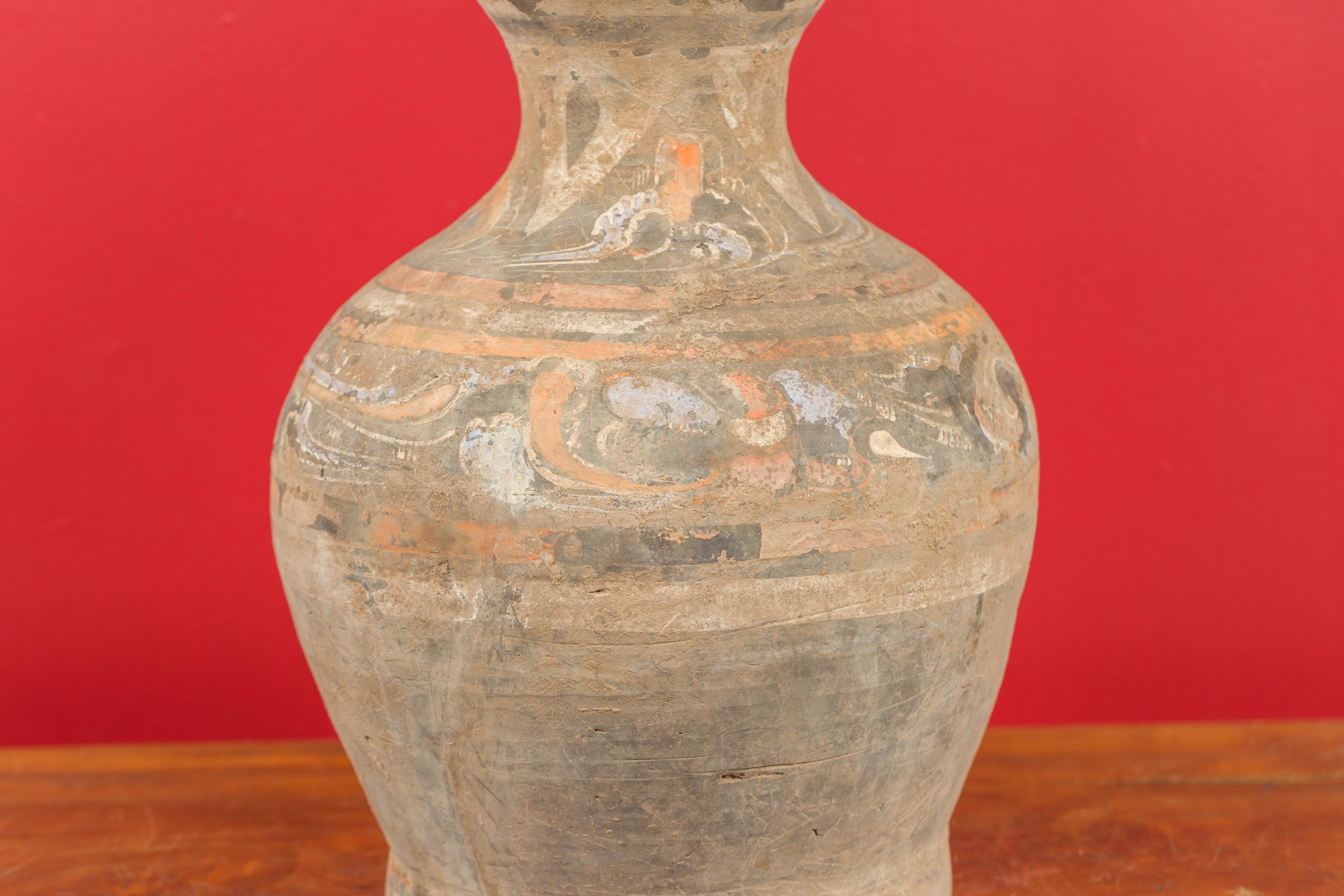 Chinese Han Dynasty Terracotta Hu Vessel with Original Paint circa 202 BC-200 AD 1