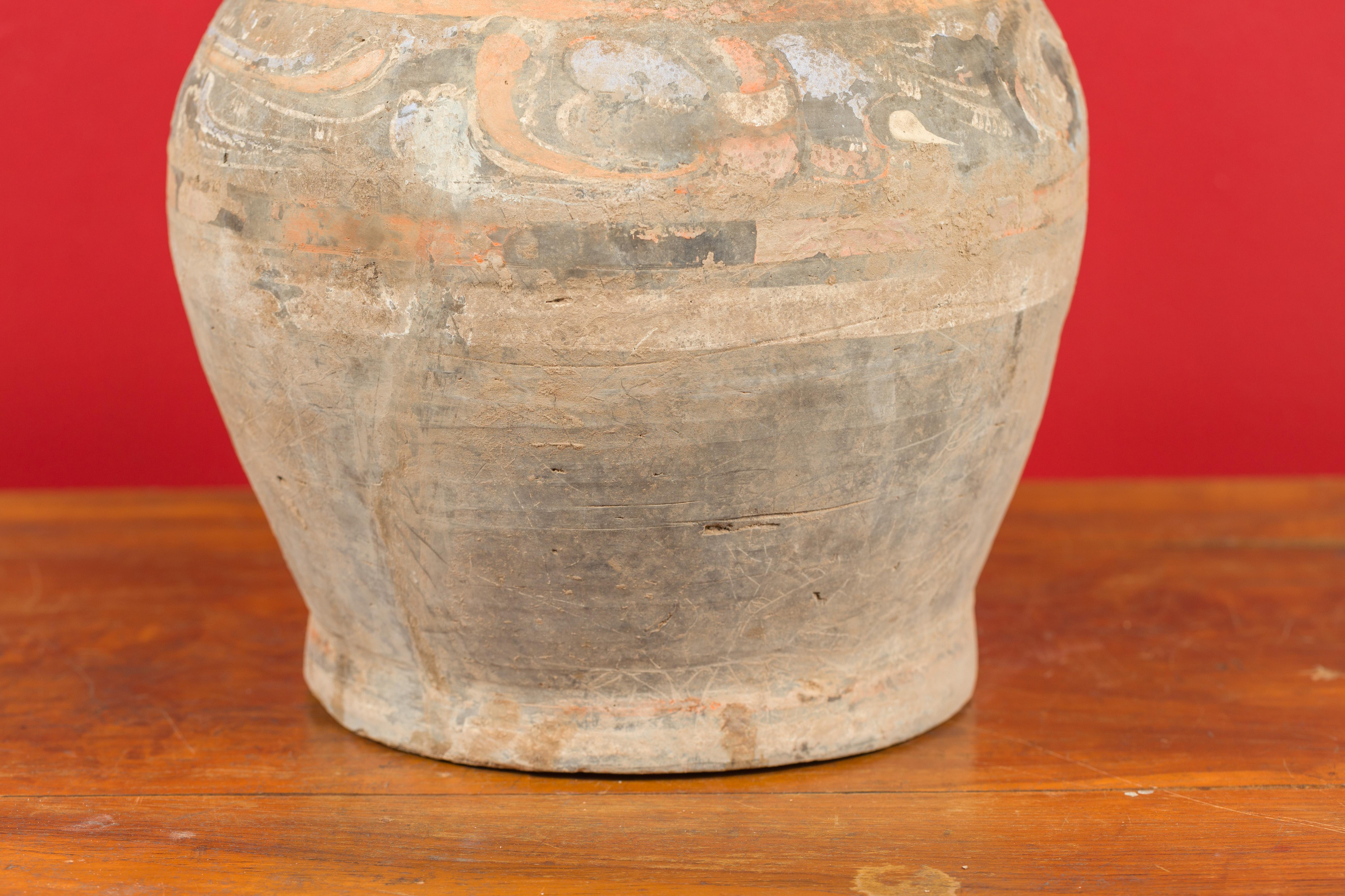Chinese Han Dynasty Terracotta Hu Vessel with Original Paint circa 202 BC-200 AD 2