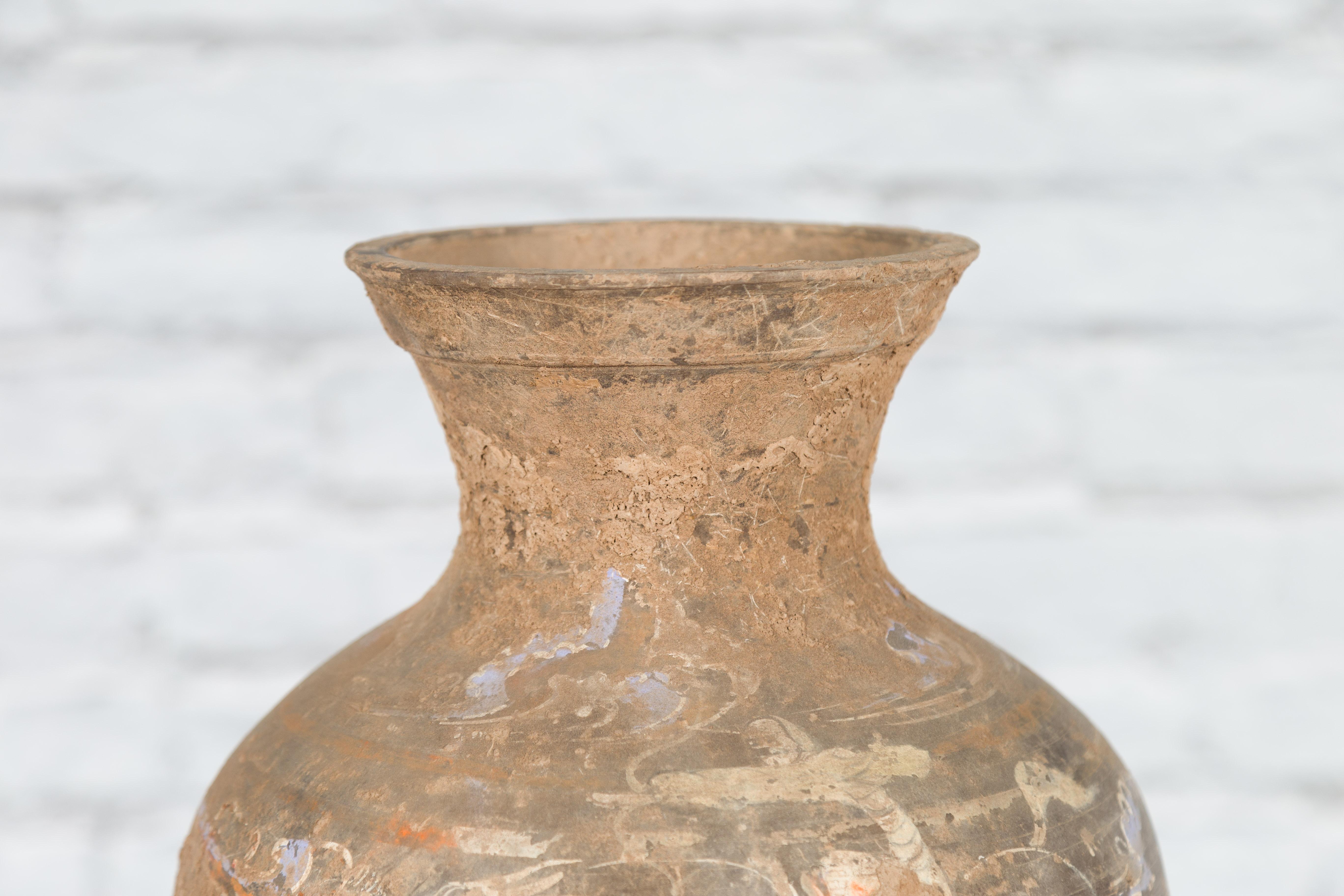 Chinese Han Dynasty Terracotta Vase with Hand-Painted Décor, circa 202 BC-200 AD 1