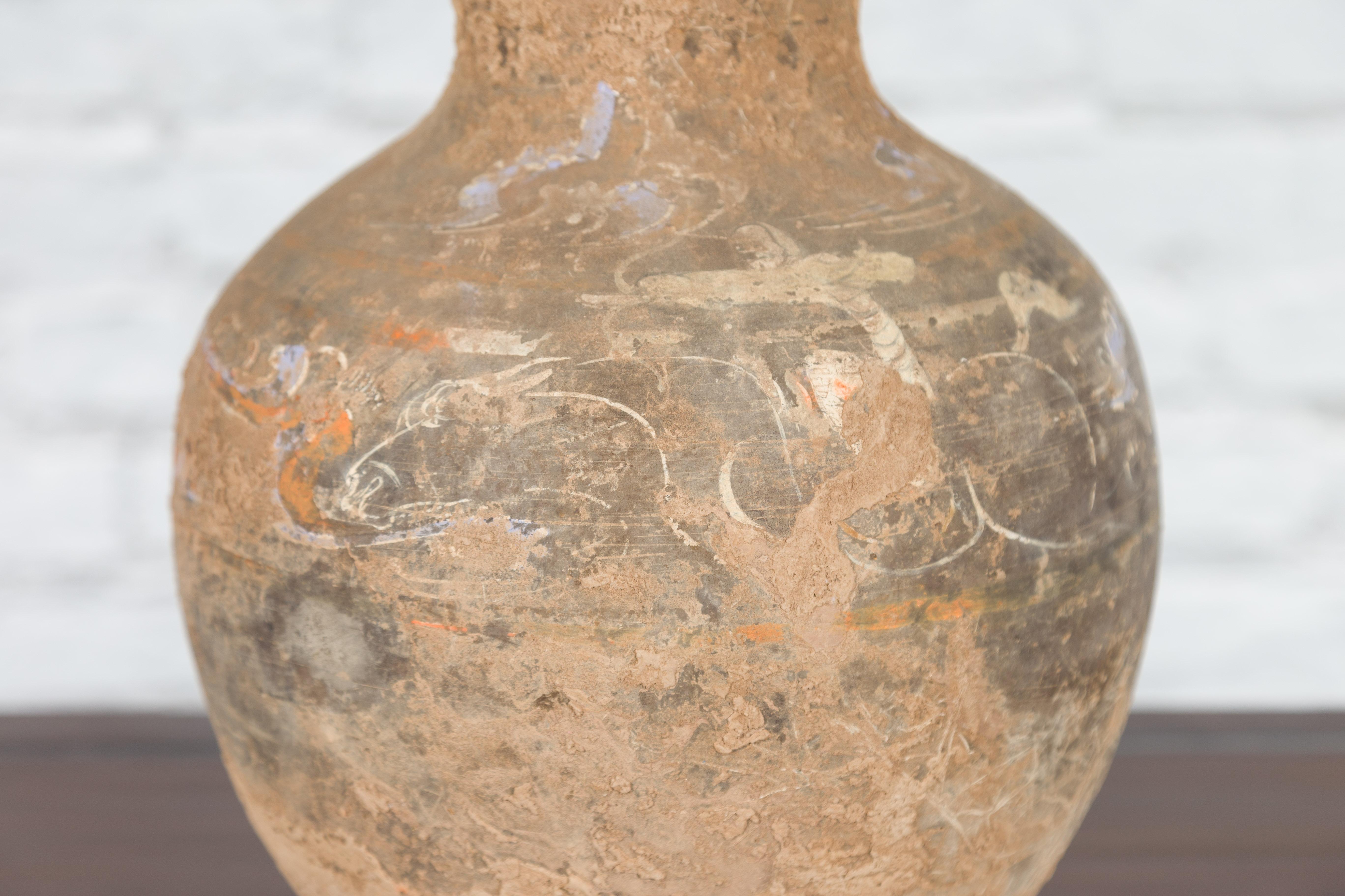 Chinese Han Dynasty Terracotta Vase with Hand-Painted Décor, circa 202 BC-200 AD 2