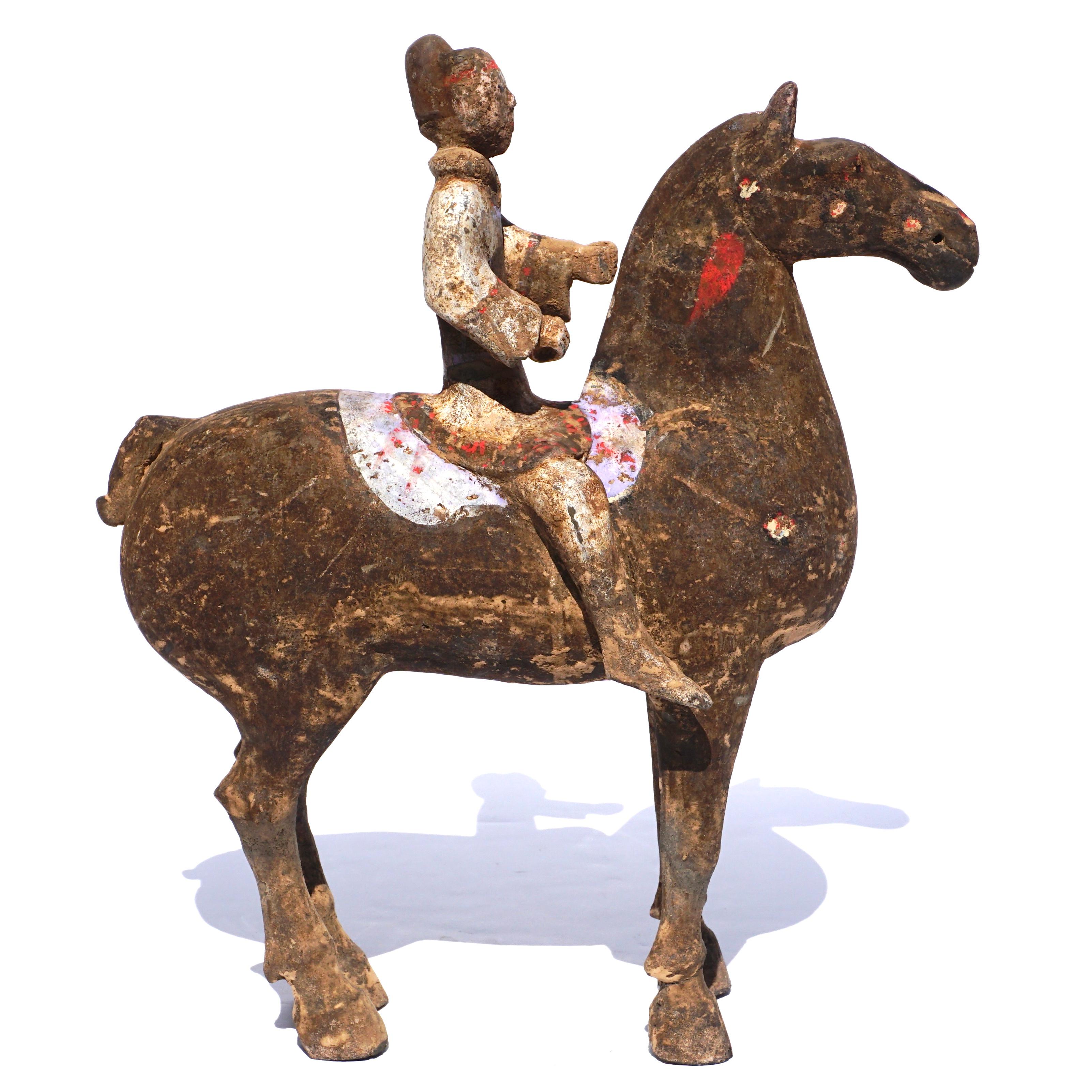 Another addition to my beautiful collection of Han and Tang horse and riders. This is my only single and can be acquired for an amazing price as it doesn’t come from Sothebys as the others. It has fabulous original polychrome paint all over it with