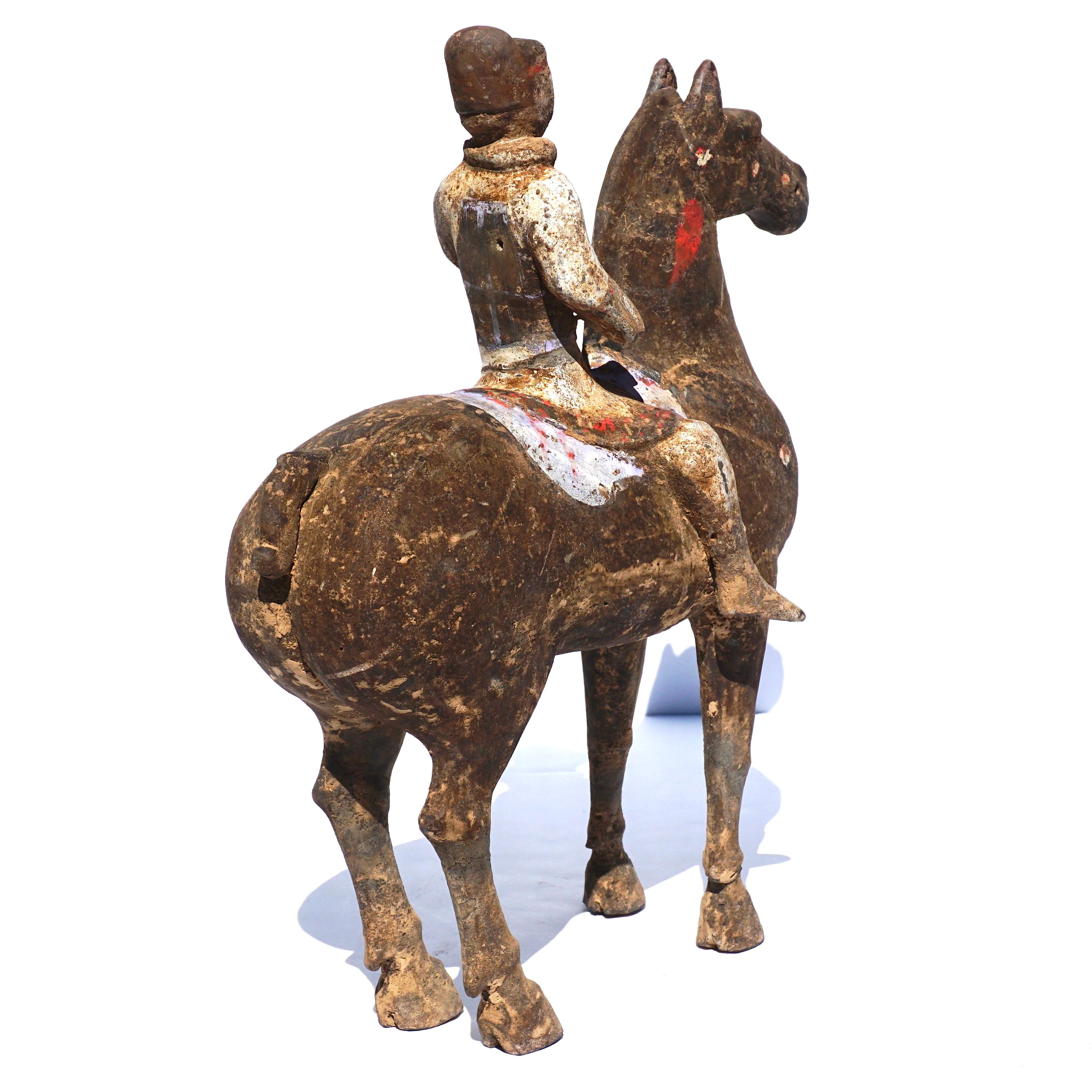 18th Century and Earlier Chinese Han Dynasty Terrecotta Horse And Rider