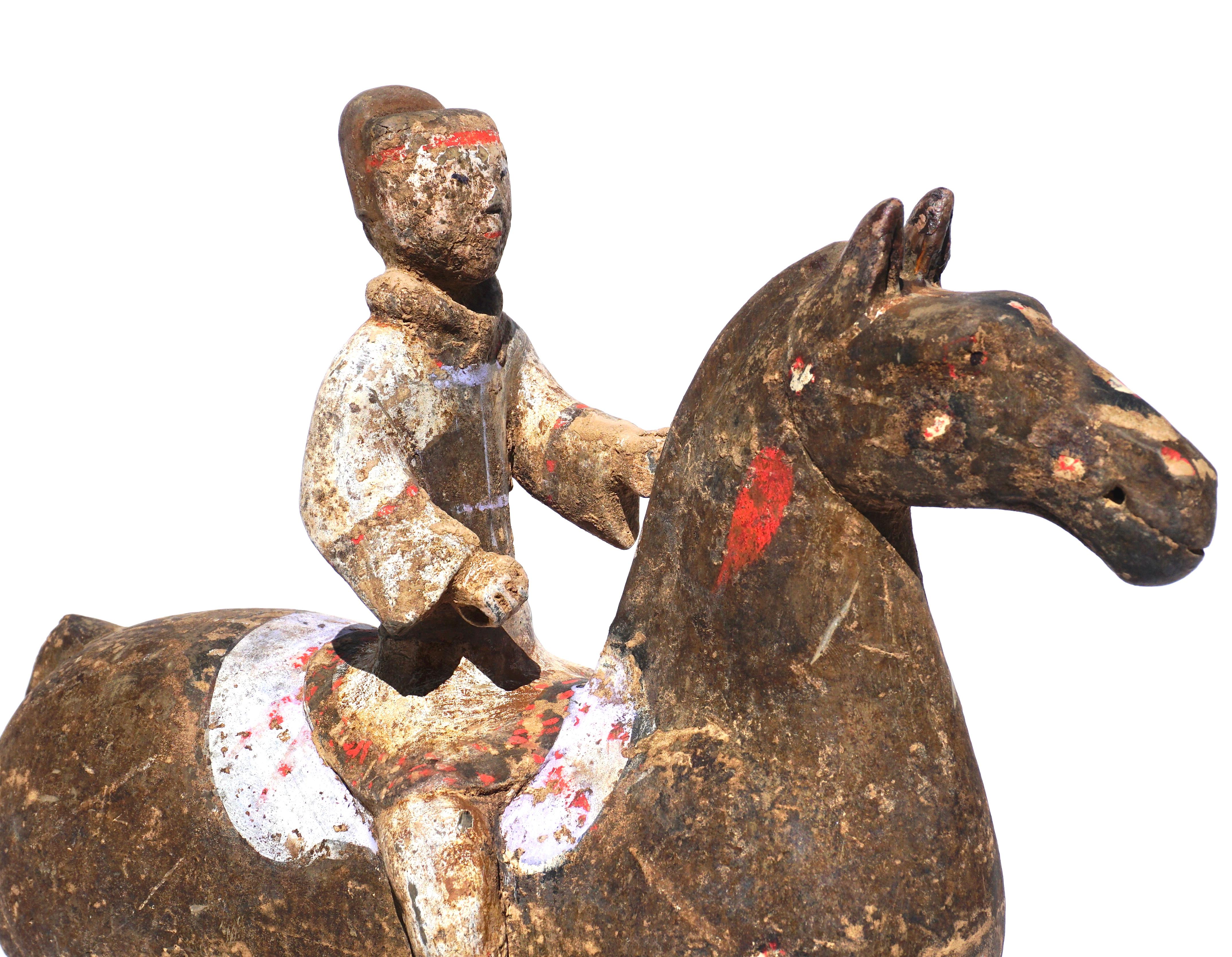 Terracotta Chinese Han Dynasty Terrecotta Horse And Rider