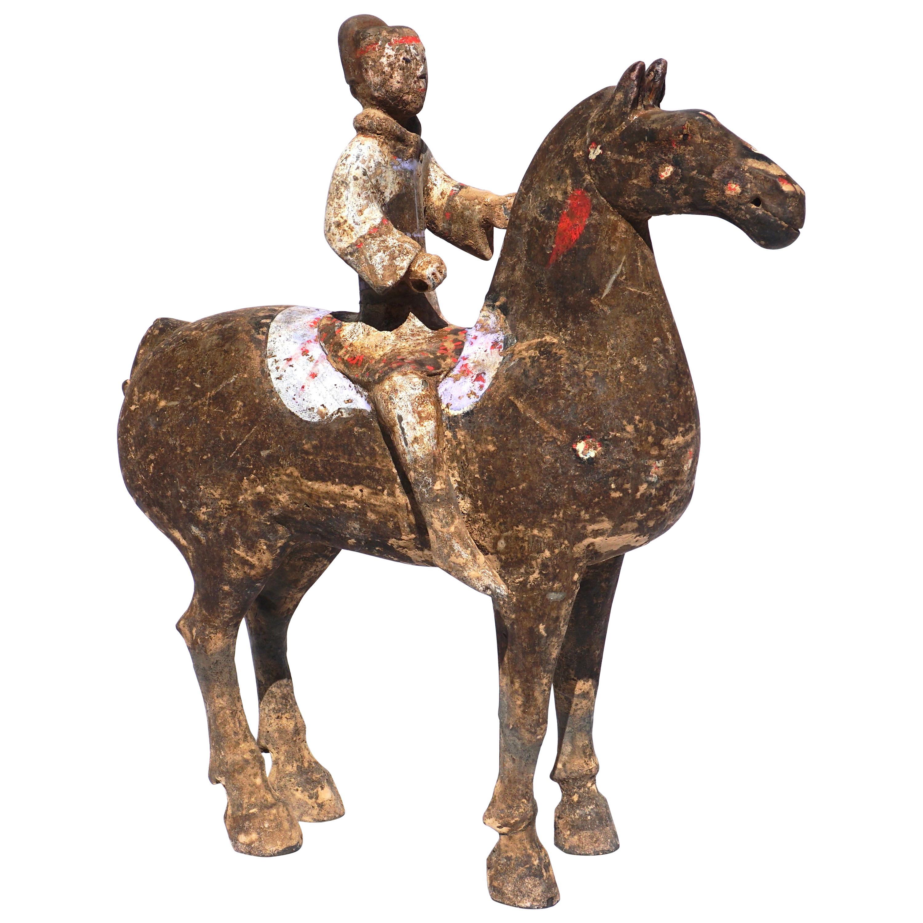 Chinese Han Dynasty Terrecotta Horse And Rider