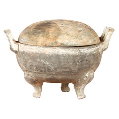 Chinese Han Dynasty Tripod Incense Burner with Removable Lidded Top