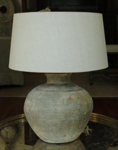 Chinese Han Dynasty Unglazed Belly Jar as Table Lamp