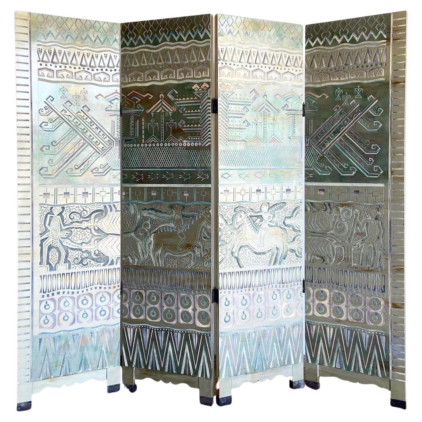 Eli Terry Clockmaker HandPainted Room Divider with Horse Scene at