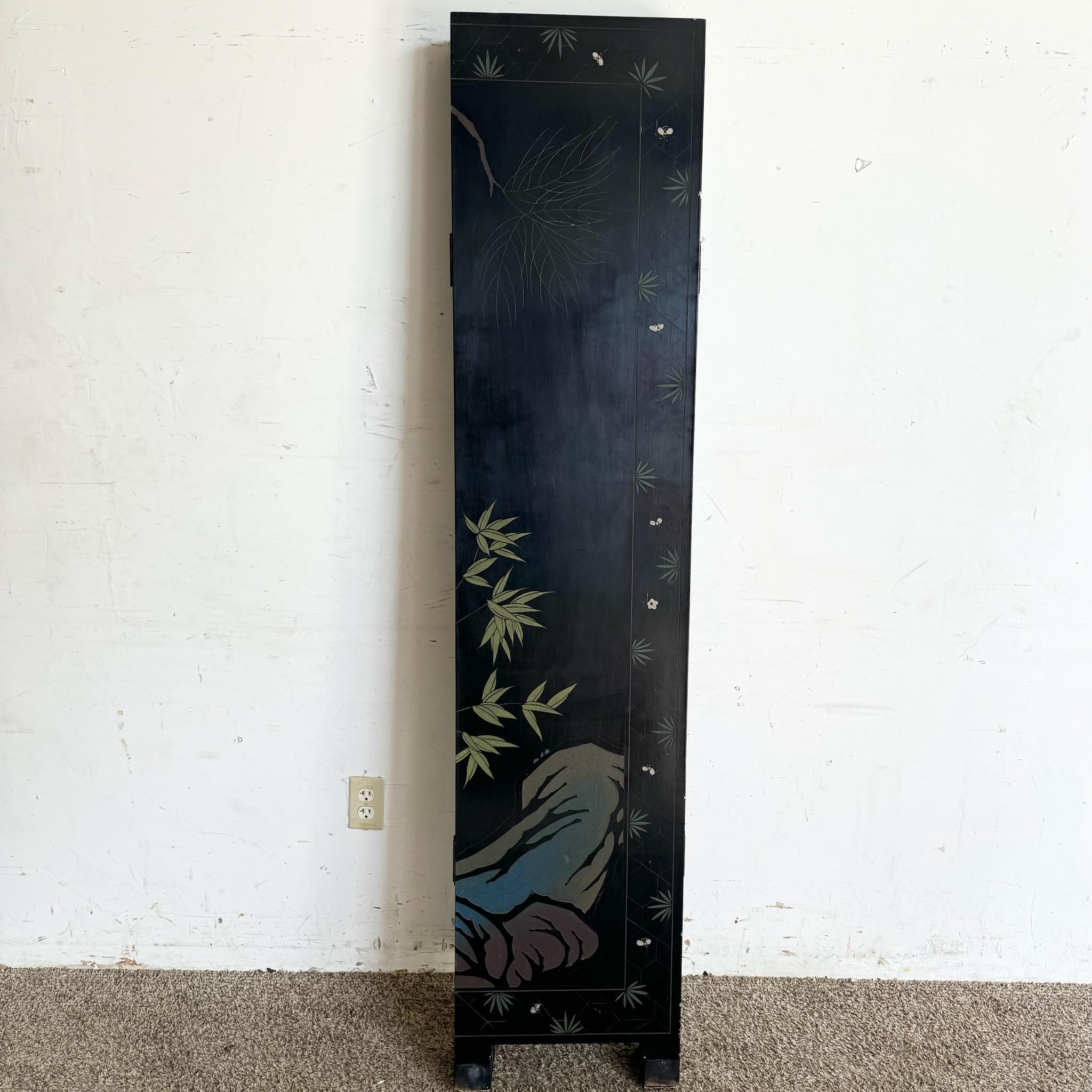 Chinese Hand Carved and Painted Room Divider - 6 Panels For Sale 1