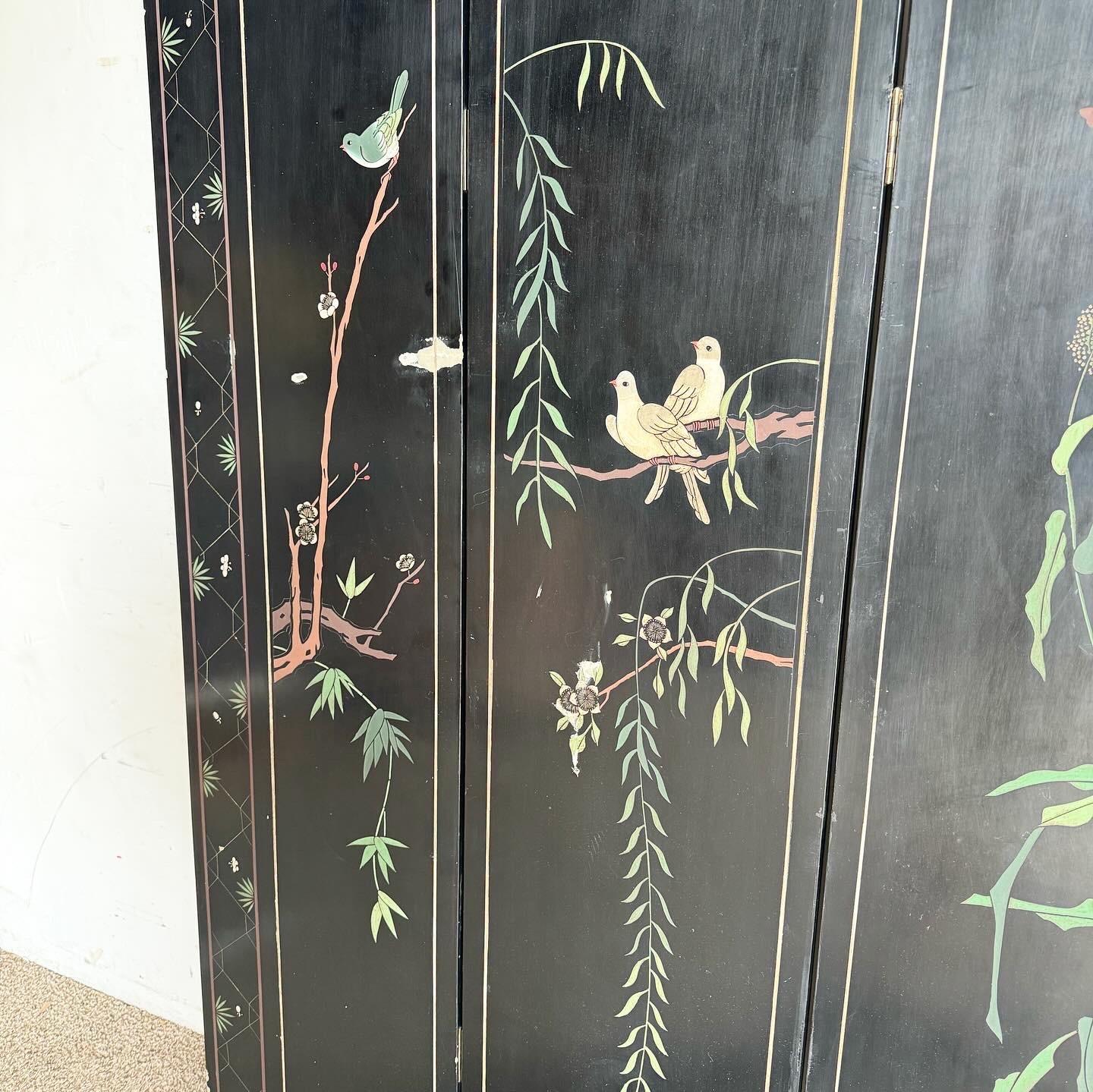 Late 20th Century Chinese Hand Carved and Painted Room Divider/Screen For Sale