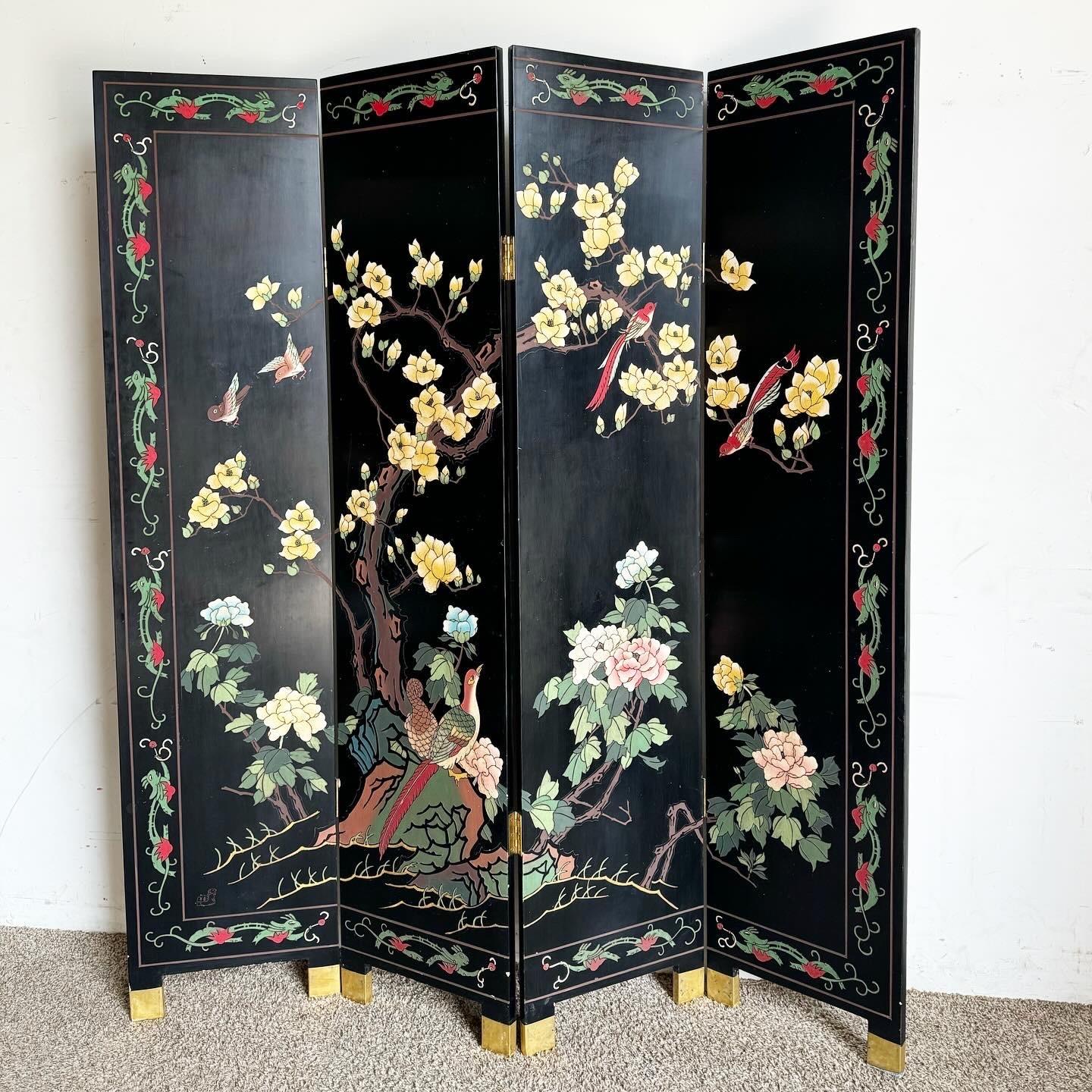 Chinese Hand Carved and Painted Room Divider/Screen For Sale 1